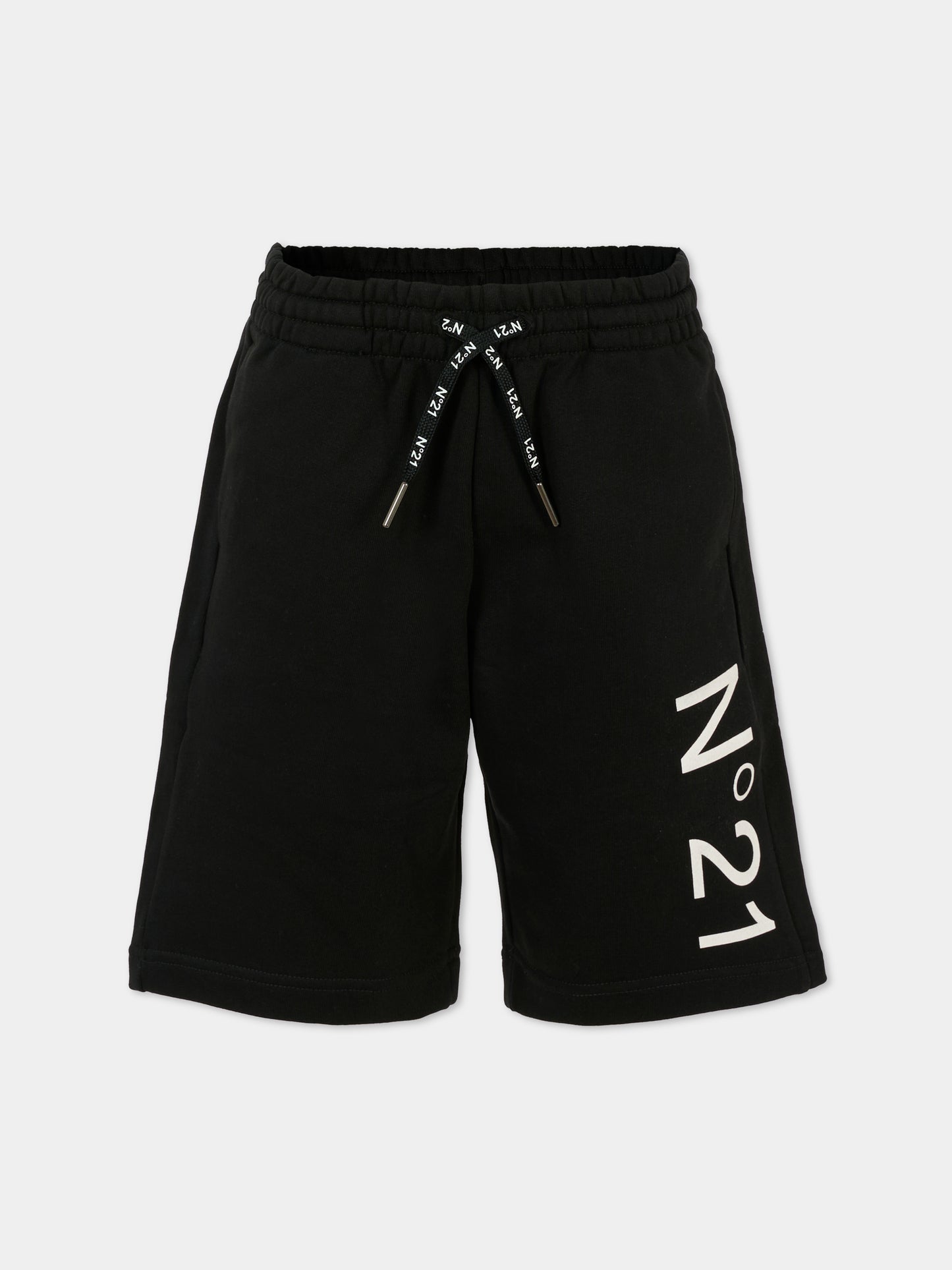 Shorts neri per bambino con logo,N°21 Kids,N21614 N0154 0N900