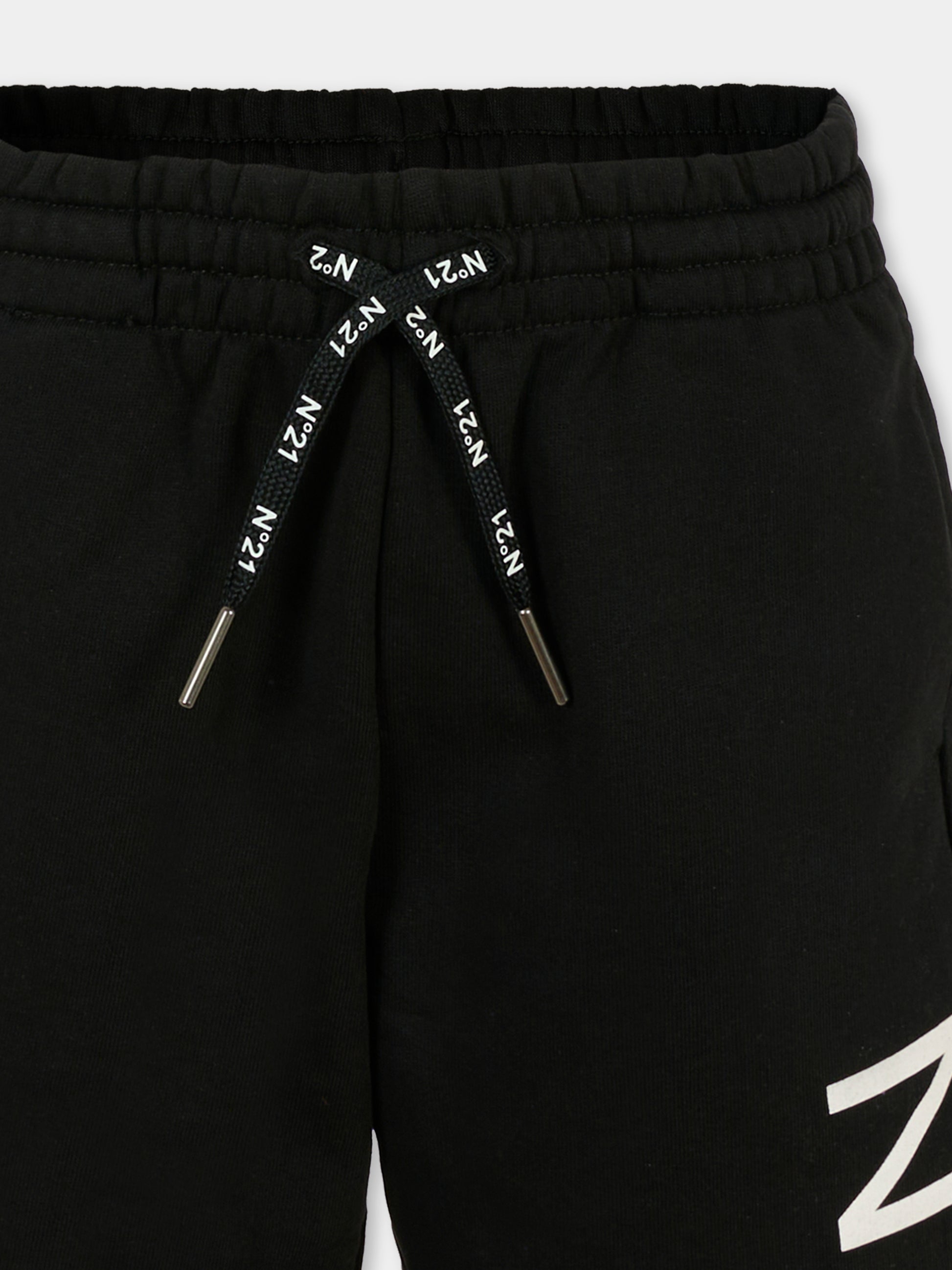 Shorts neri per bambino con logo,N°21 Kids,N21614 N0154 0N900