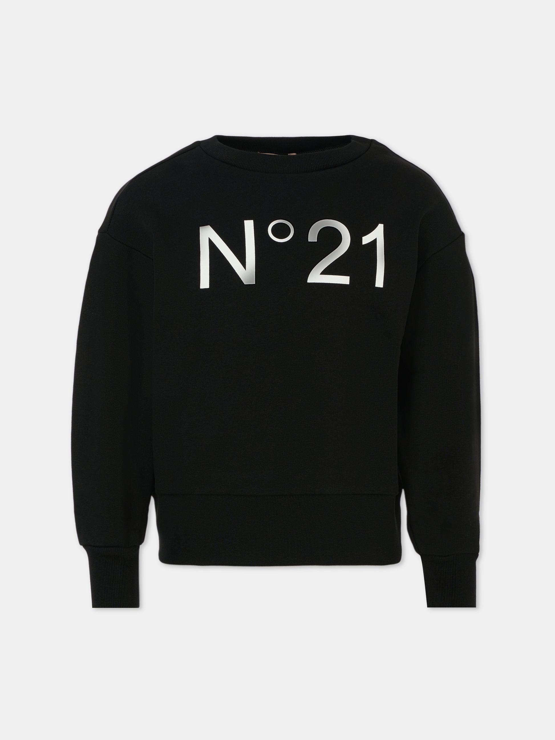Felpa nera per bambina con logo,N°21 Kids,N21A23 N0154 0NC16