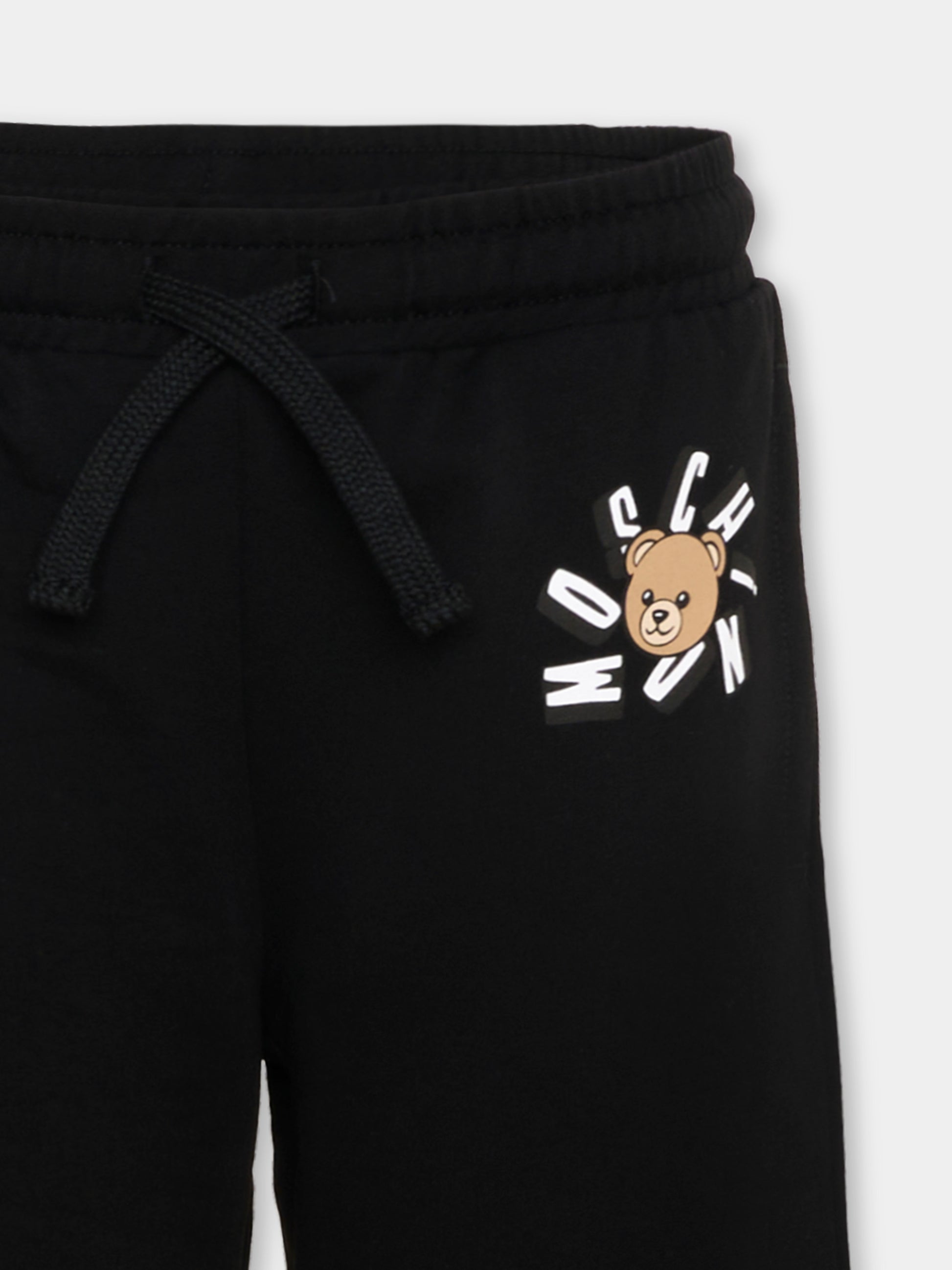 Pantaloni sportivi nero per bambina con Teddy Bear,Moschino Kids,HDP06Z LCA19 60100