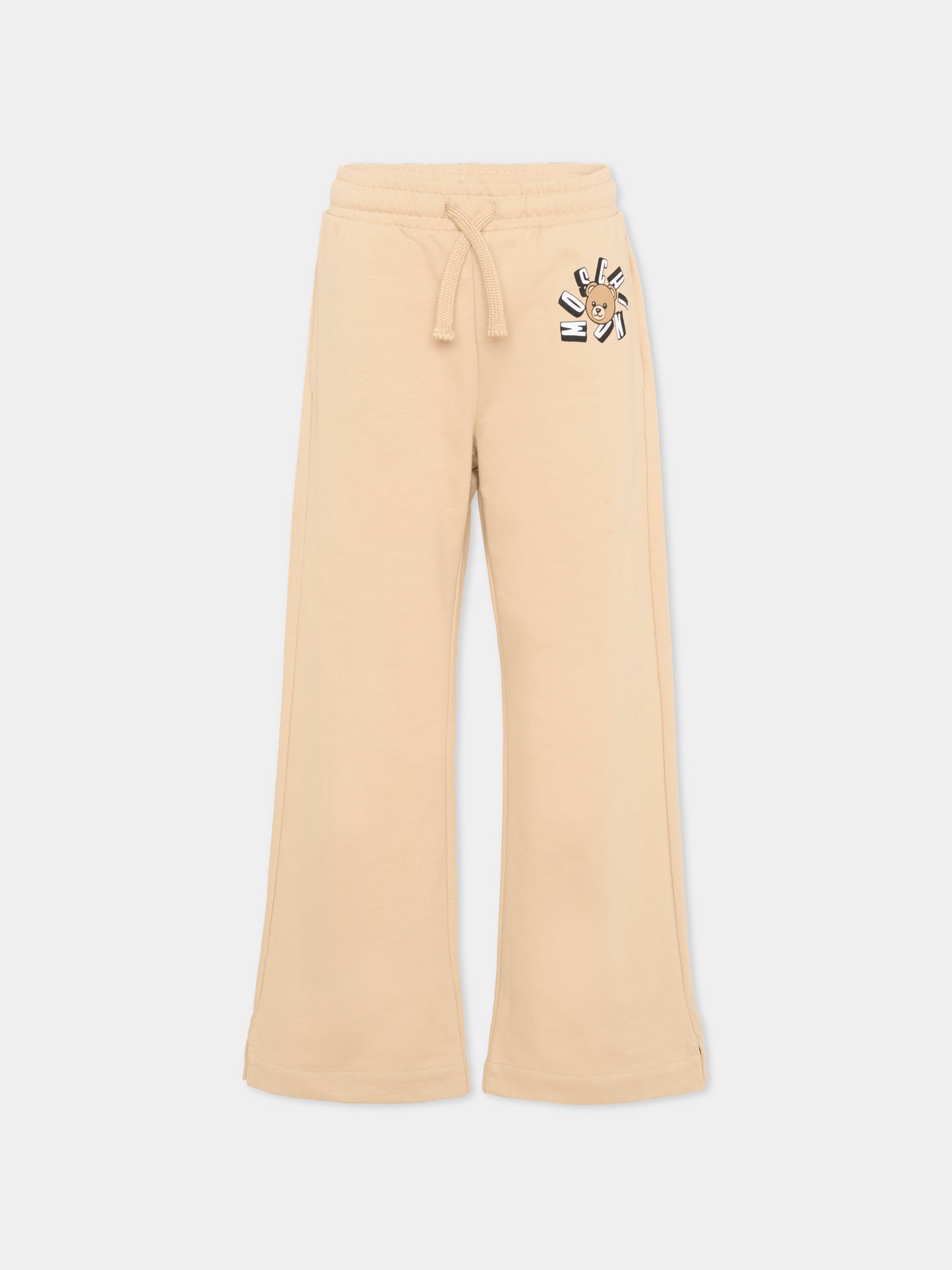 Pantaloni sportivi beige per bambina Teddy Bear,Moschino Kids,HDP06Z LCA19 20829