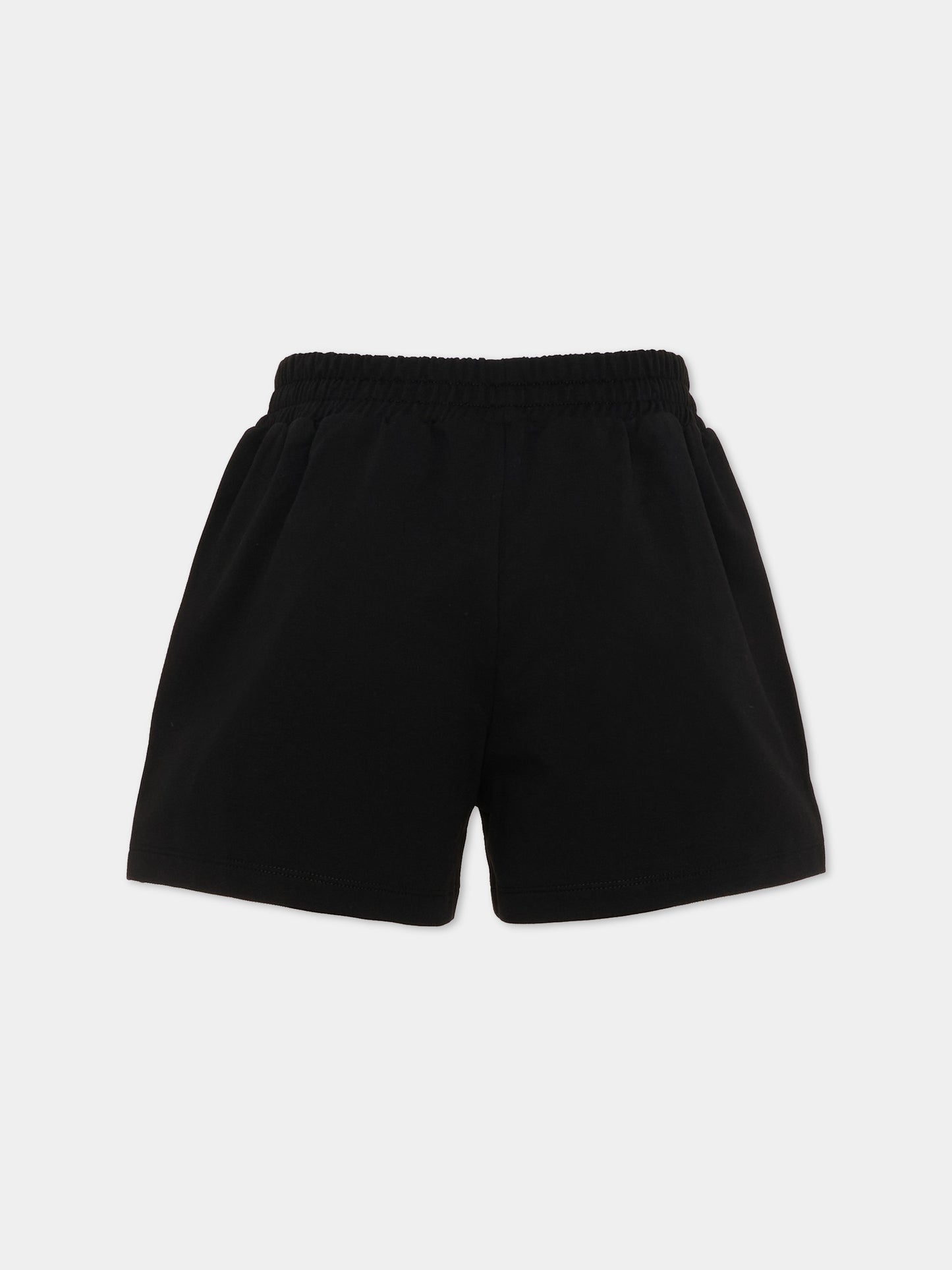 Shorts sportivi neri per bambina con Teddy Bear,Moschino Kids,HDQ025 LCA19 60100