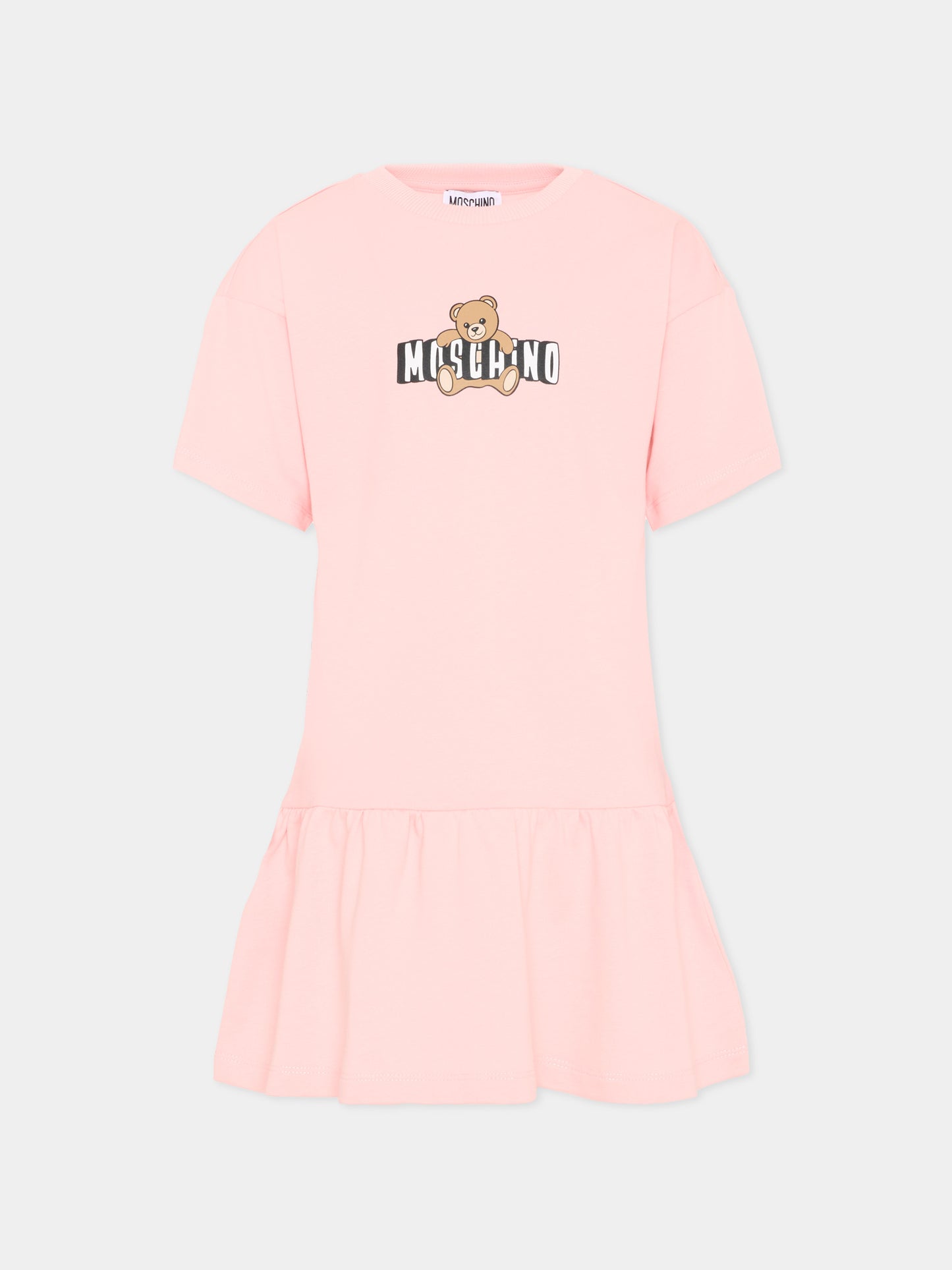 Vestito rosa per bambina con Teddy Bear,Moschino Kids,HDV0HL LCA19 50209