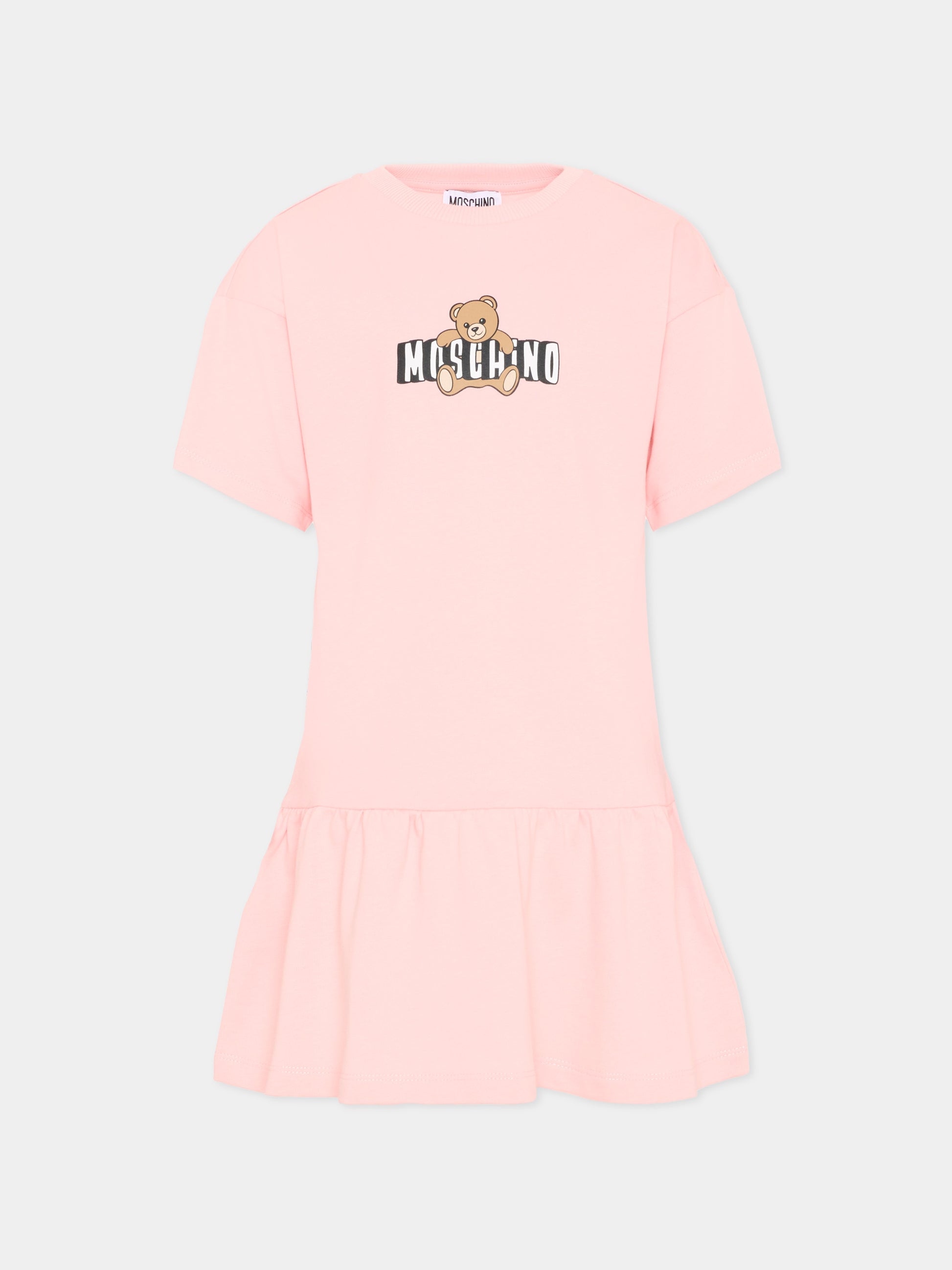 Vestito rosa per bambina con Teddy Bear,Moschino Kids,HDV0HL LCA19 50209