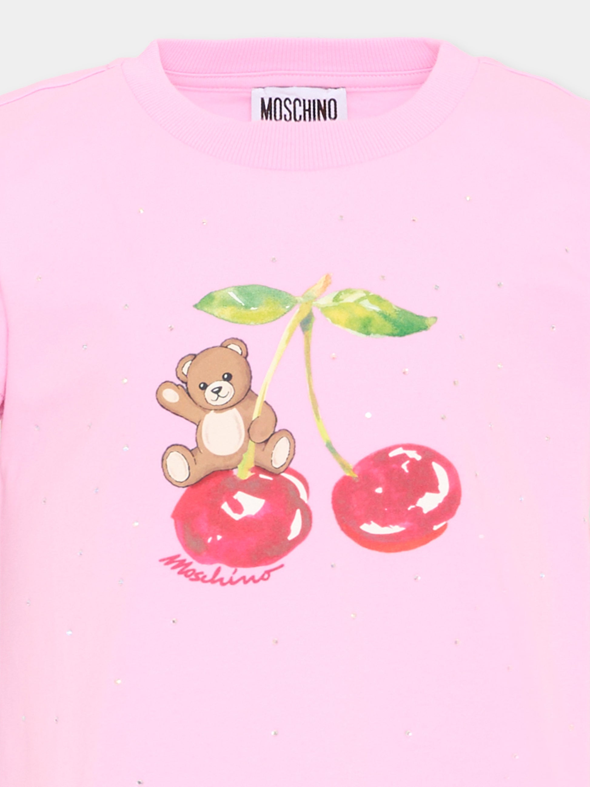 T-Shirt rosa per bambina con Teddy Bear,Moschino Kids,HFM06K LBA10 51473