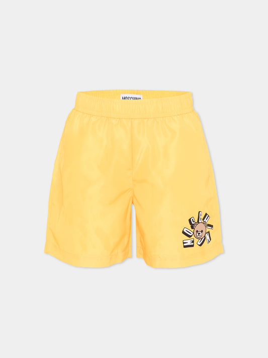 Boxer mare giallo per bambino con Teddy Bear,Moschino Kids,HUL01L LKA02 50577