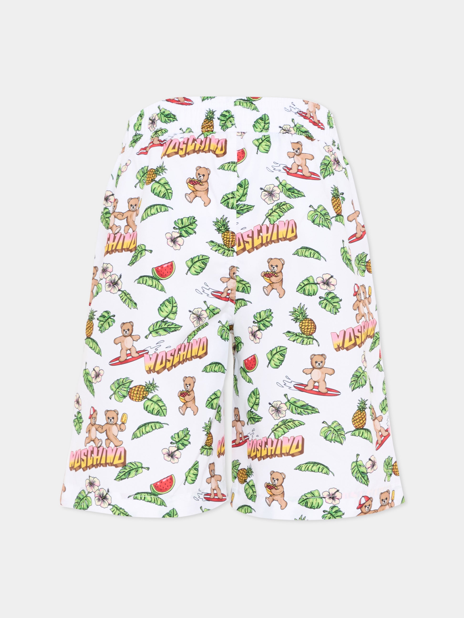 Boxer mare bianco per bambino stampa Teddy Bear,Moschino Kids,HUL01M LKA02 83657