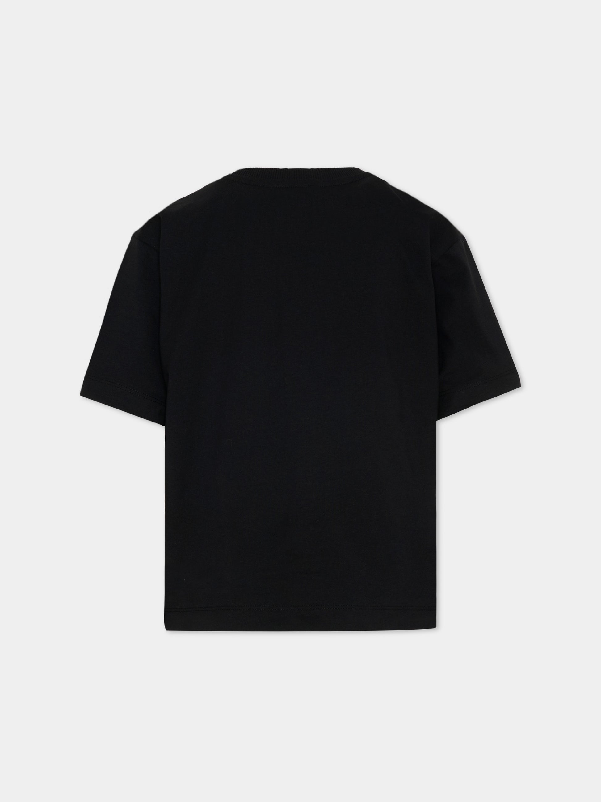 T-Shirt nera per bambini con Teddy Bear,Moschino Kids,HUM05P LAA23 60100