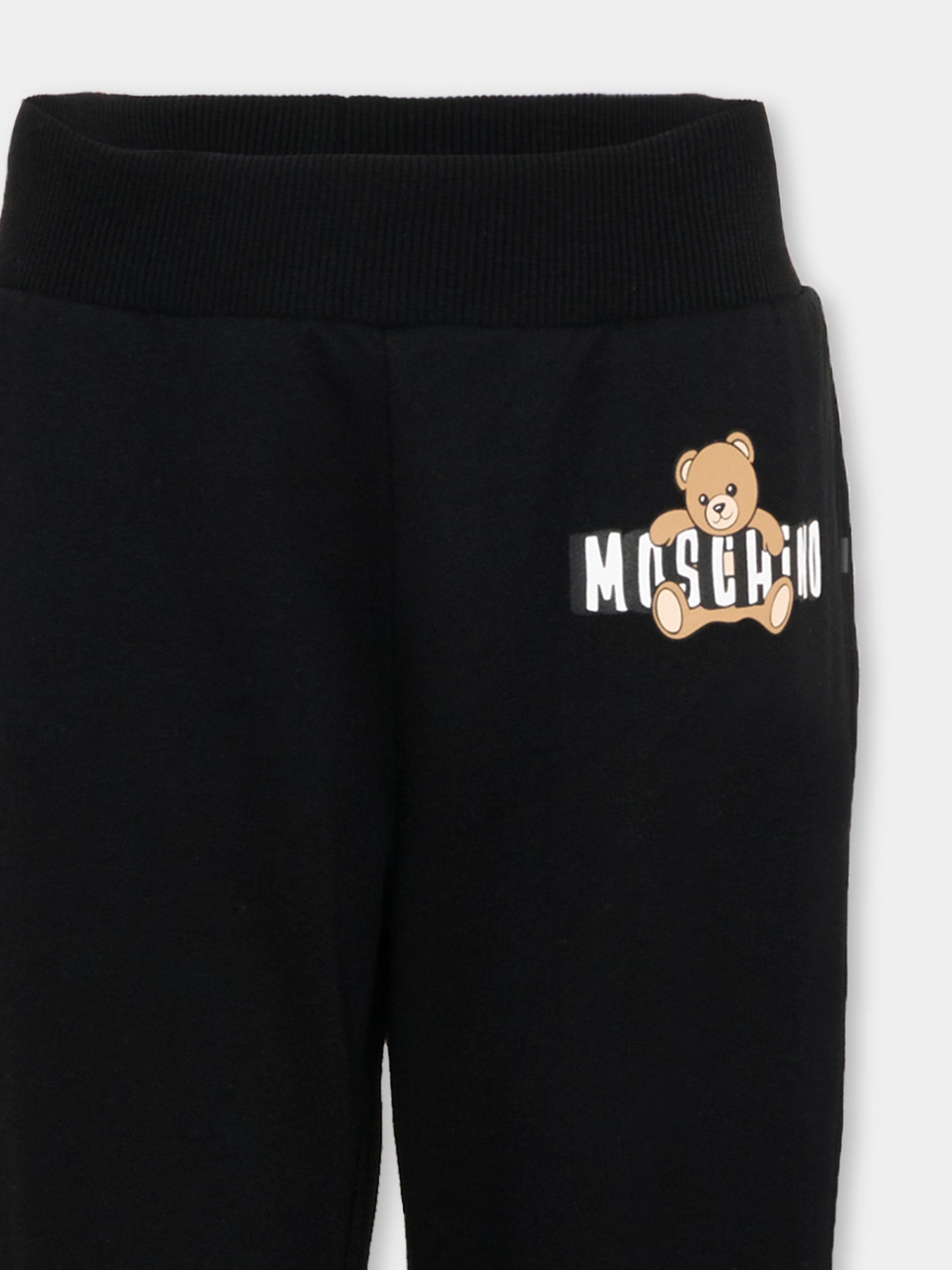 Pantalone nero per bambini con Teddy Bear,Moschino Kids,HUP091 LCA19 60100