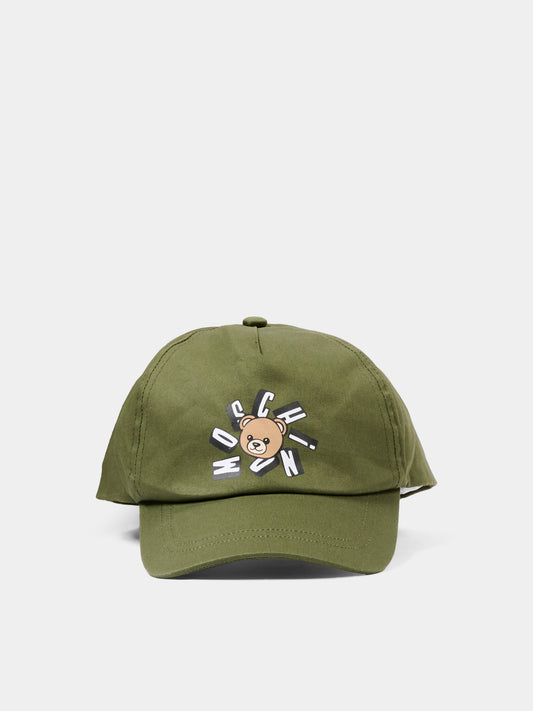 Cappello con visiera verde per bambino con Teddy Bear,Moschino Kids,HVX01N LOA00 30037