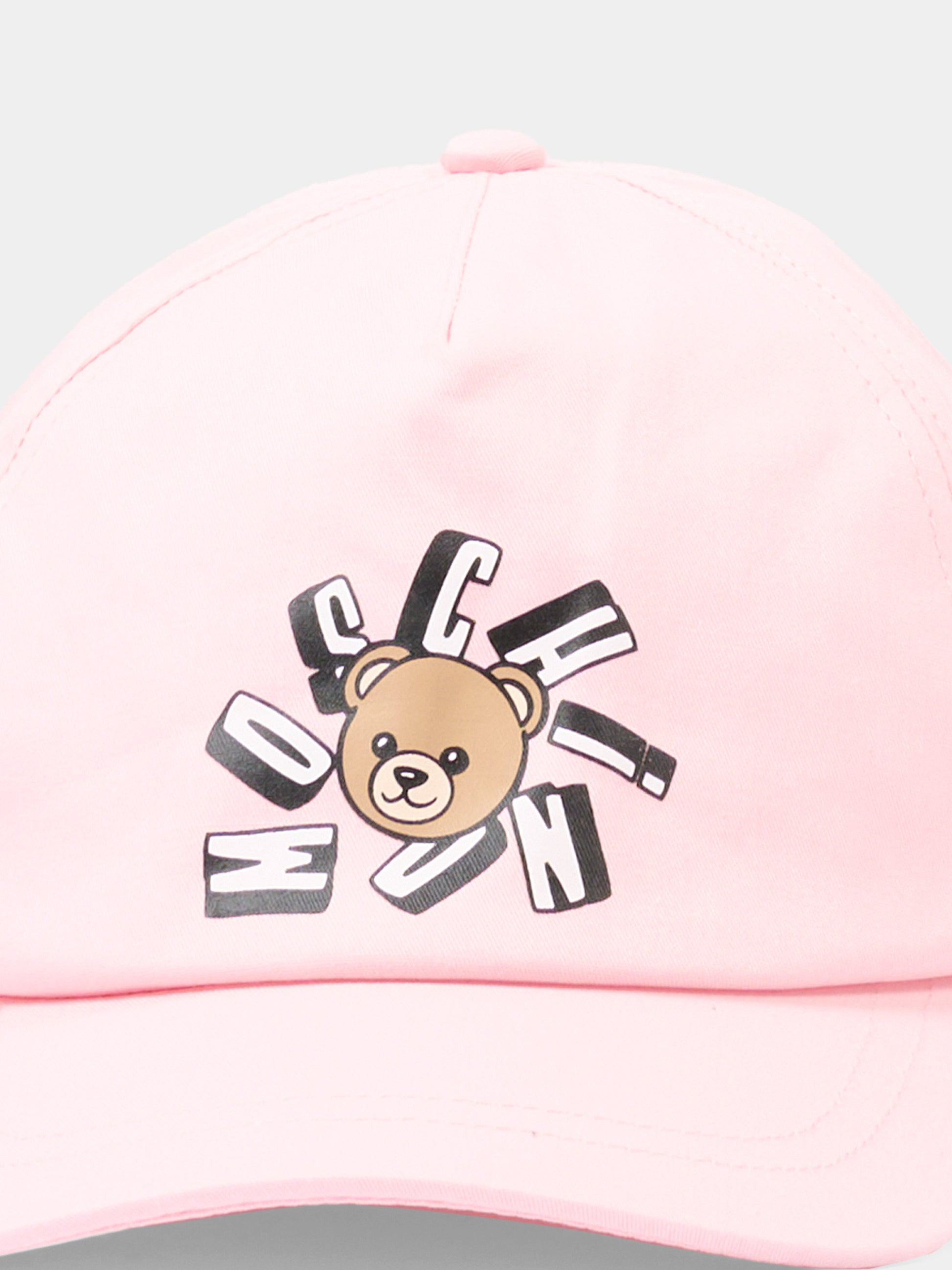 Cappello rosa per bambina con Teddy Bear,Moschino Kids,HVX01N LOA00 50209