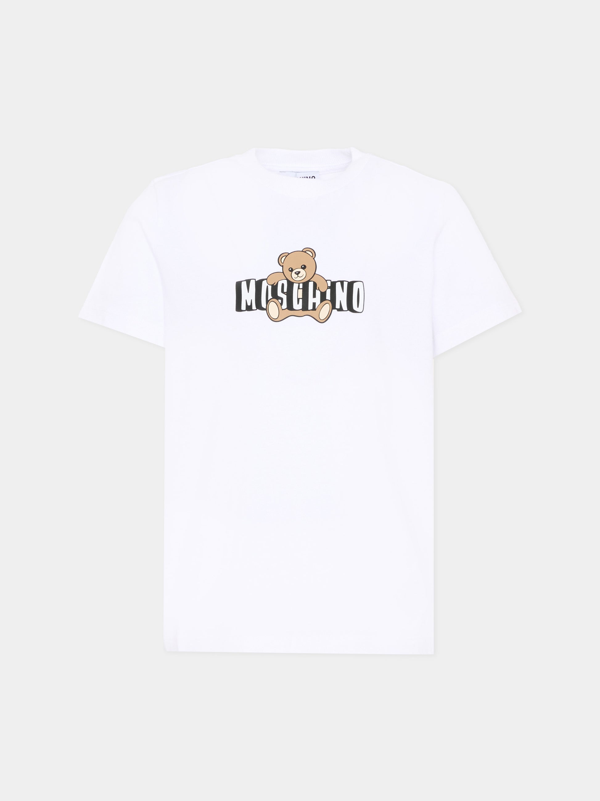 T-Shirt bianca per bambini con Teddy Bear,Moschino Kids,HZM058 LAA03 10101
