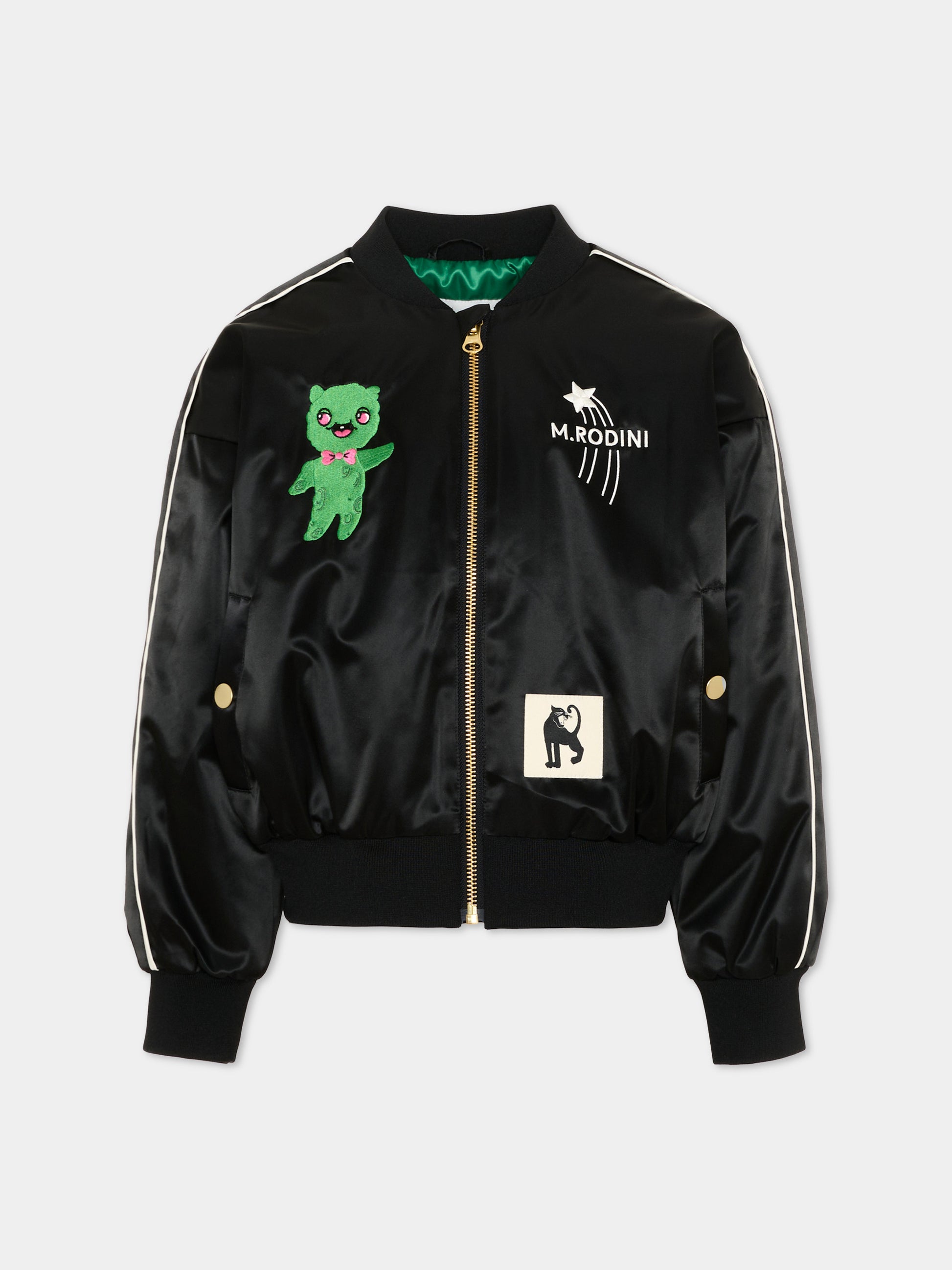 Bomber nero per bambini con ricami spaziali,Mini Rodini,2621010499