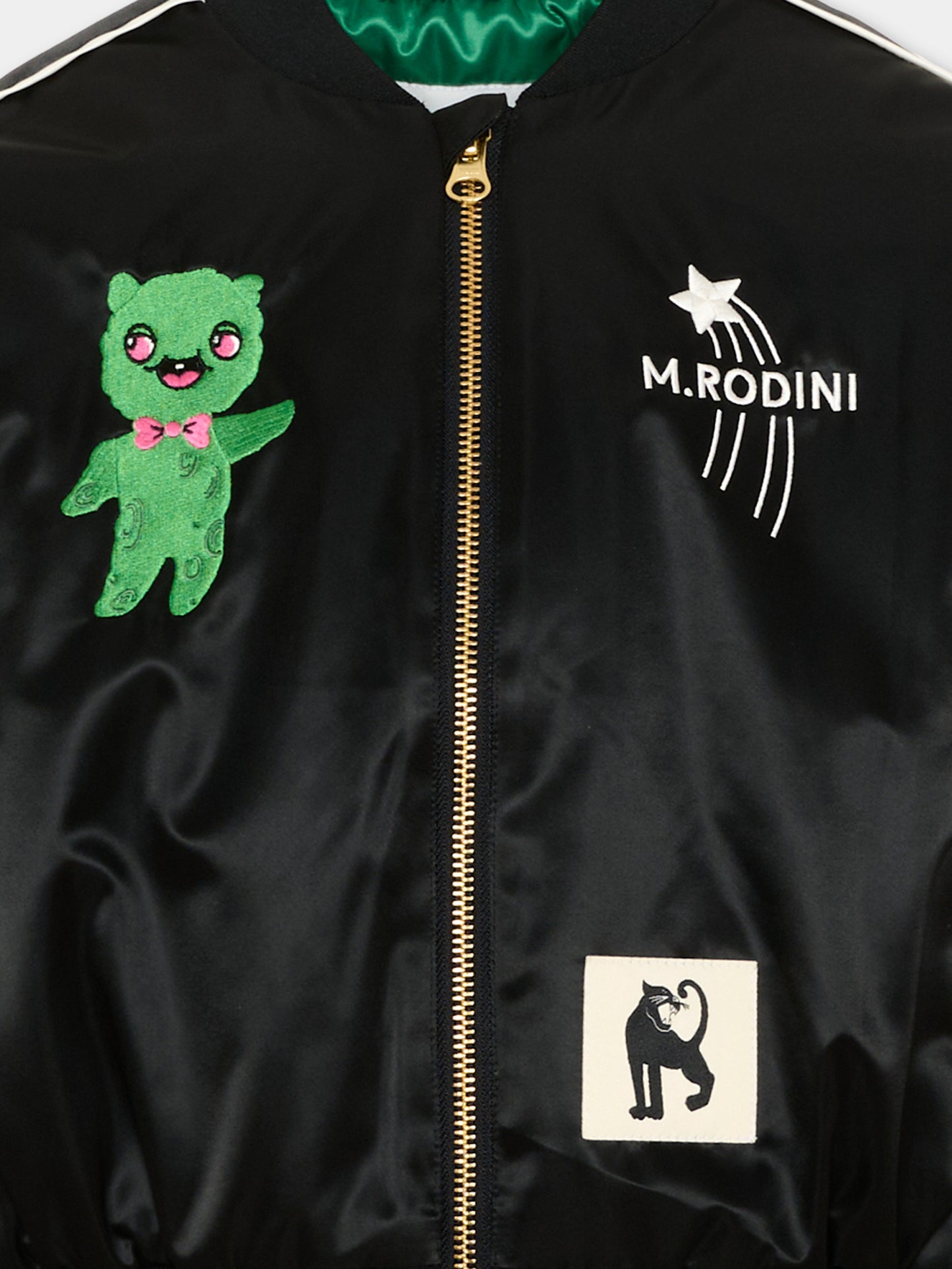 Bomber nero per bambini con ricami spaziali,Mini Rodini,2621010499