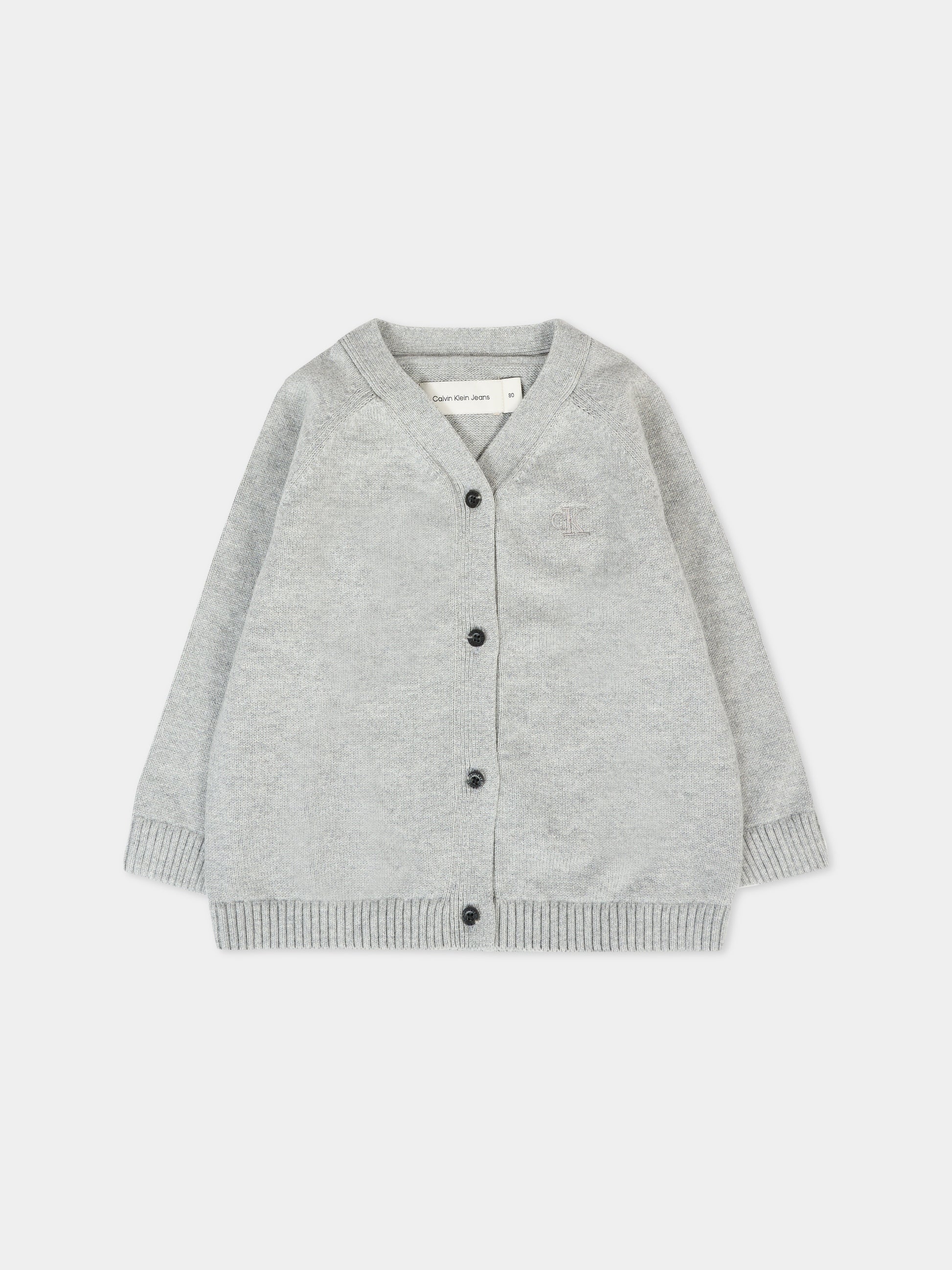 Cardigan grigio per neonati con logo,Calvin Klein Kids,IN0IN00235 P41