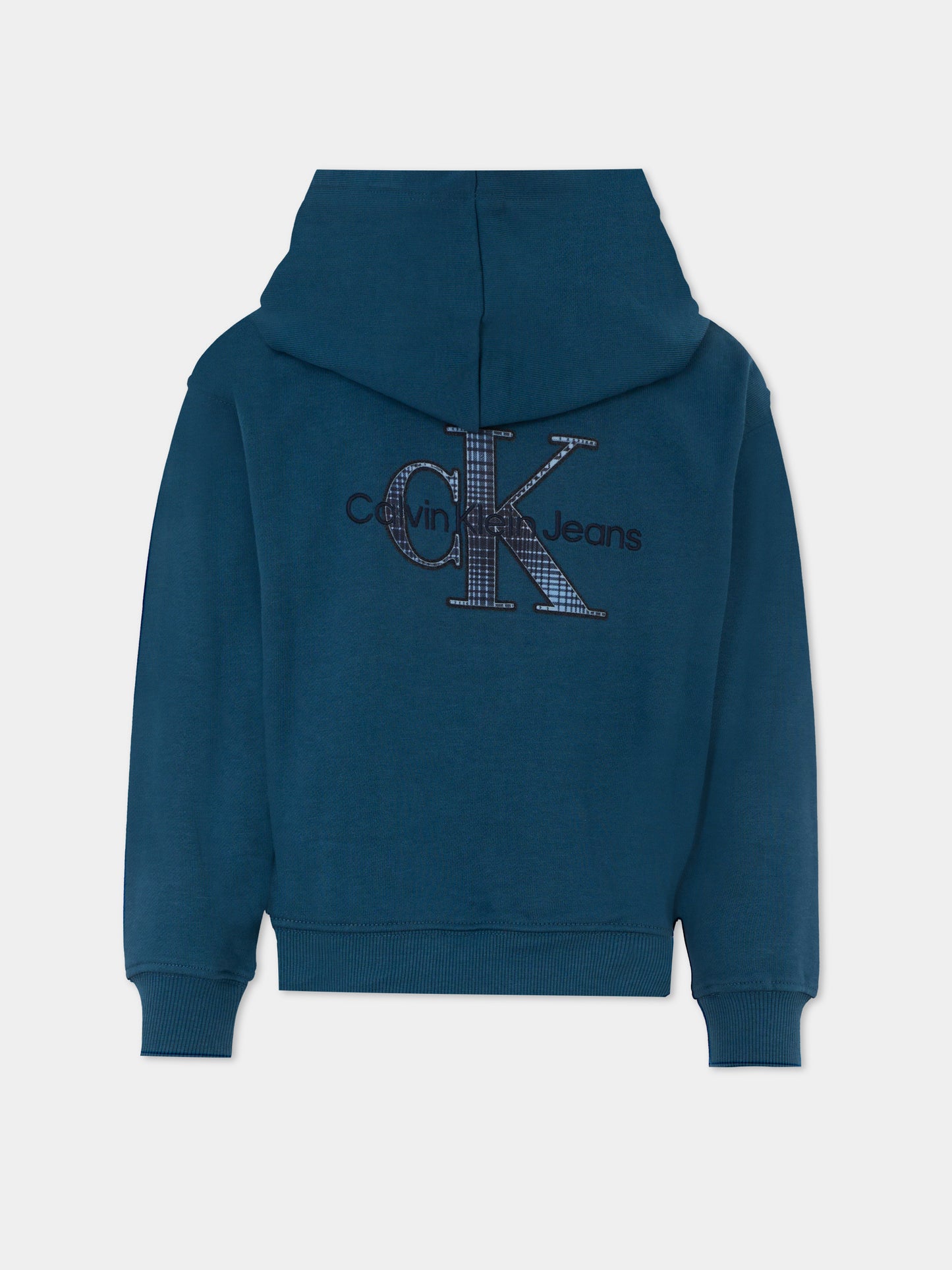 Felpa blu per bambino con logo ricamato,Calvin Klein Kids,IB0IB02379 CFA