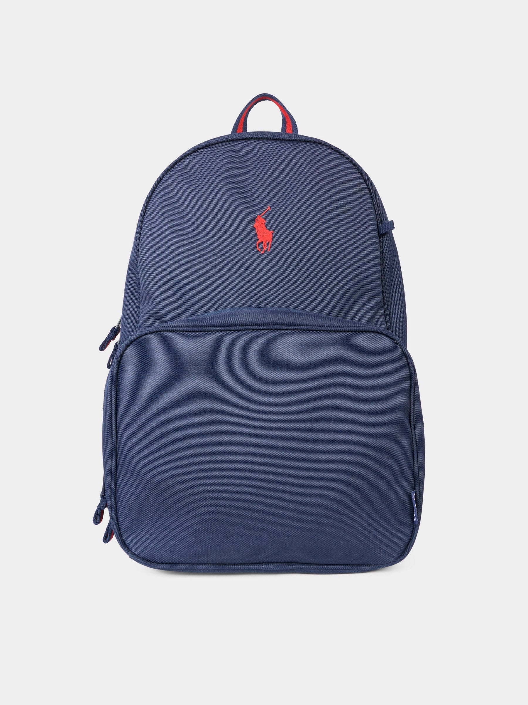 Zaino blu per bambini con cavallino,Ralph Lauren Kids,9AR077 BCV