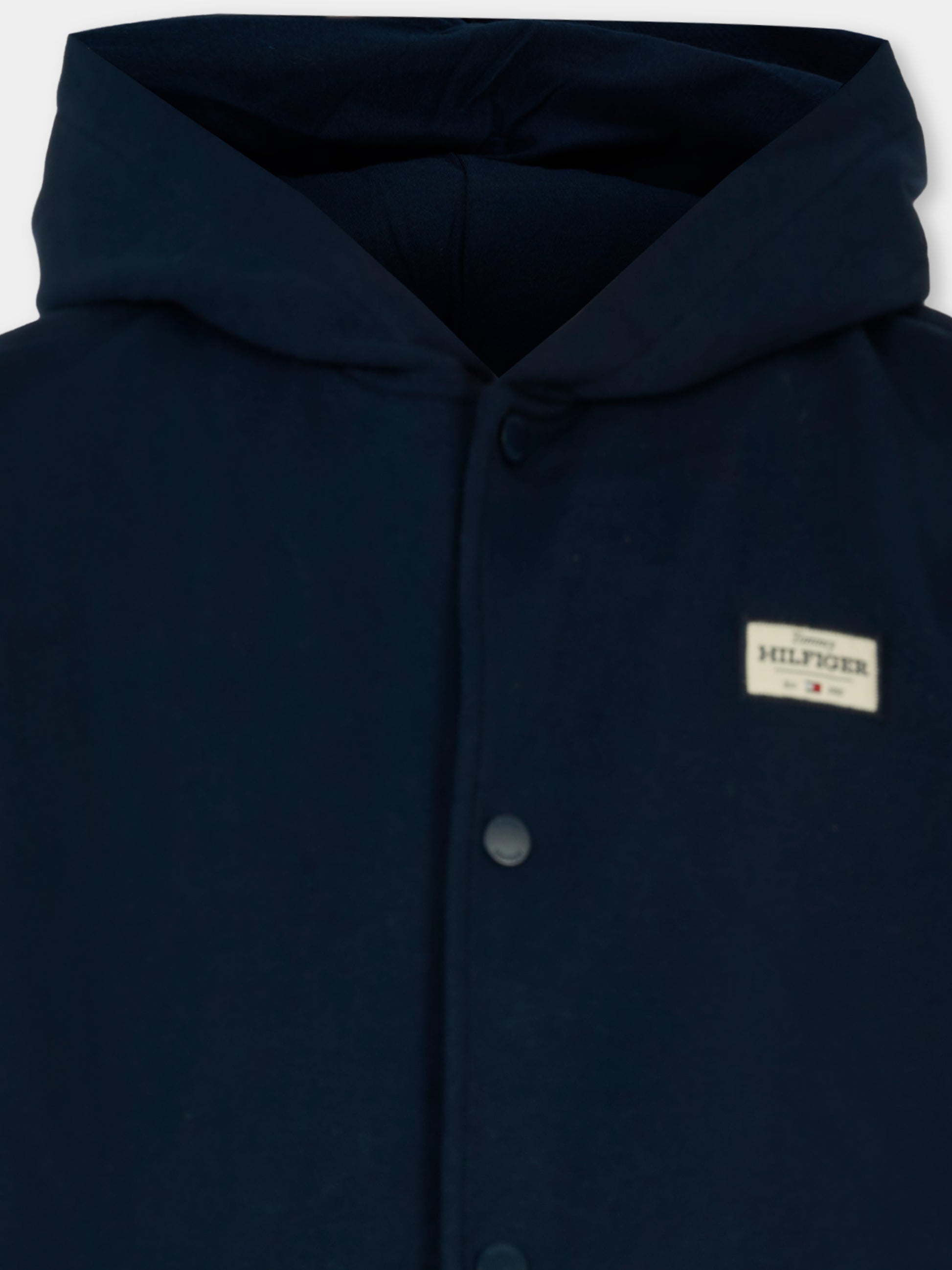 Felpa blu per bambini con patch logo,Tommy Hilfiger Junior,KB0KB09314 C1G