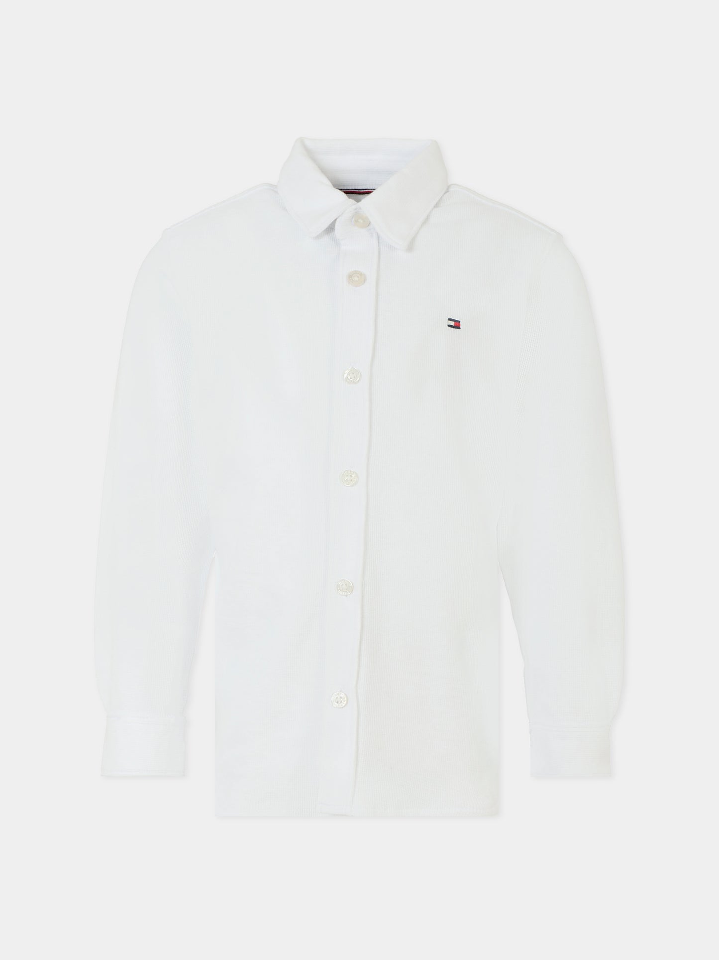 Camicia bianca per bambino con bandierina,Tommy Hilfiger Junior,KB0KB09339 YBR