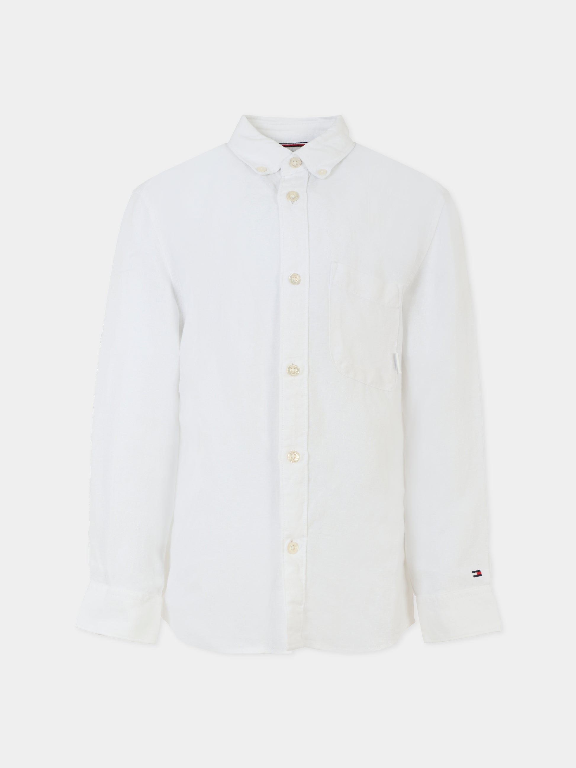 Camicia bianca per bambino con bandierina,Tommy Hilfiger Junior,KB0KB09550 YBR