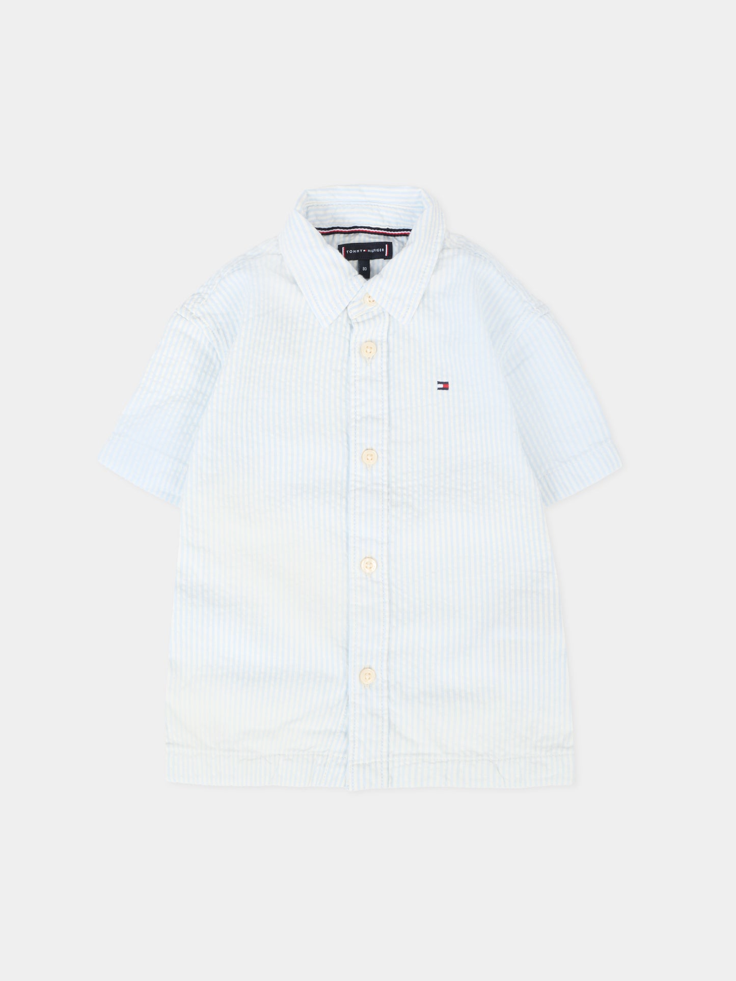 Camicia celeste per neonato con bandierina,Tommy Hilfiger Junior,KB0KB09558 0A4