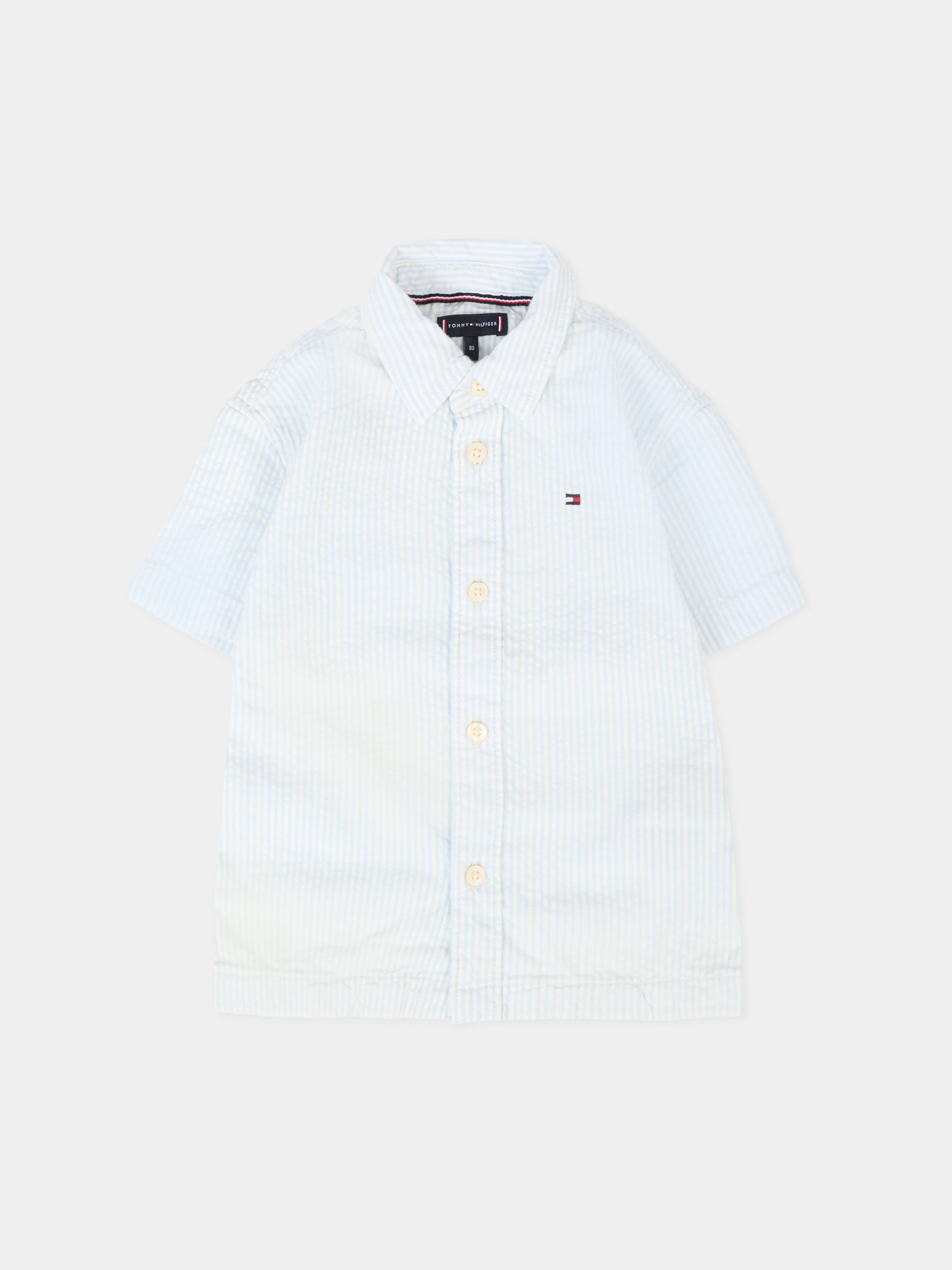 Camicia celeste per neonato con bandierina,Tommy Hilfiger Junior,KB0KB09558 0A4