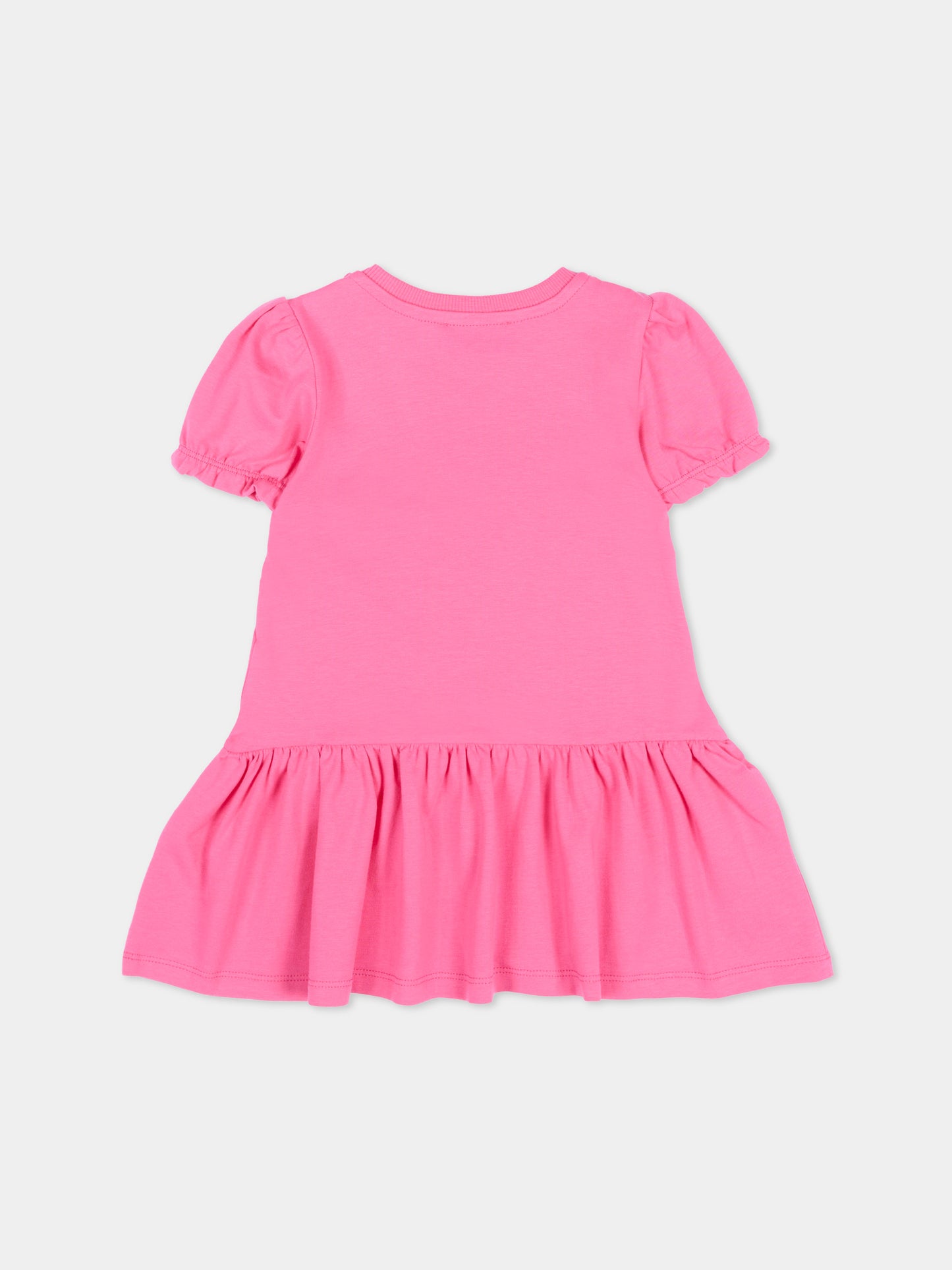 Vestito fucsia per neonata con logo e Teddy Bear,Moschino Kids,MAV0C7 LBA00 50533