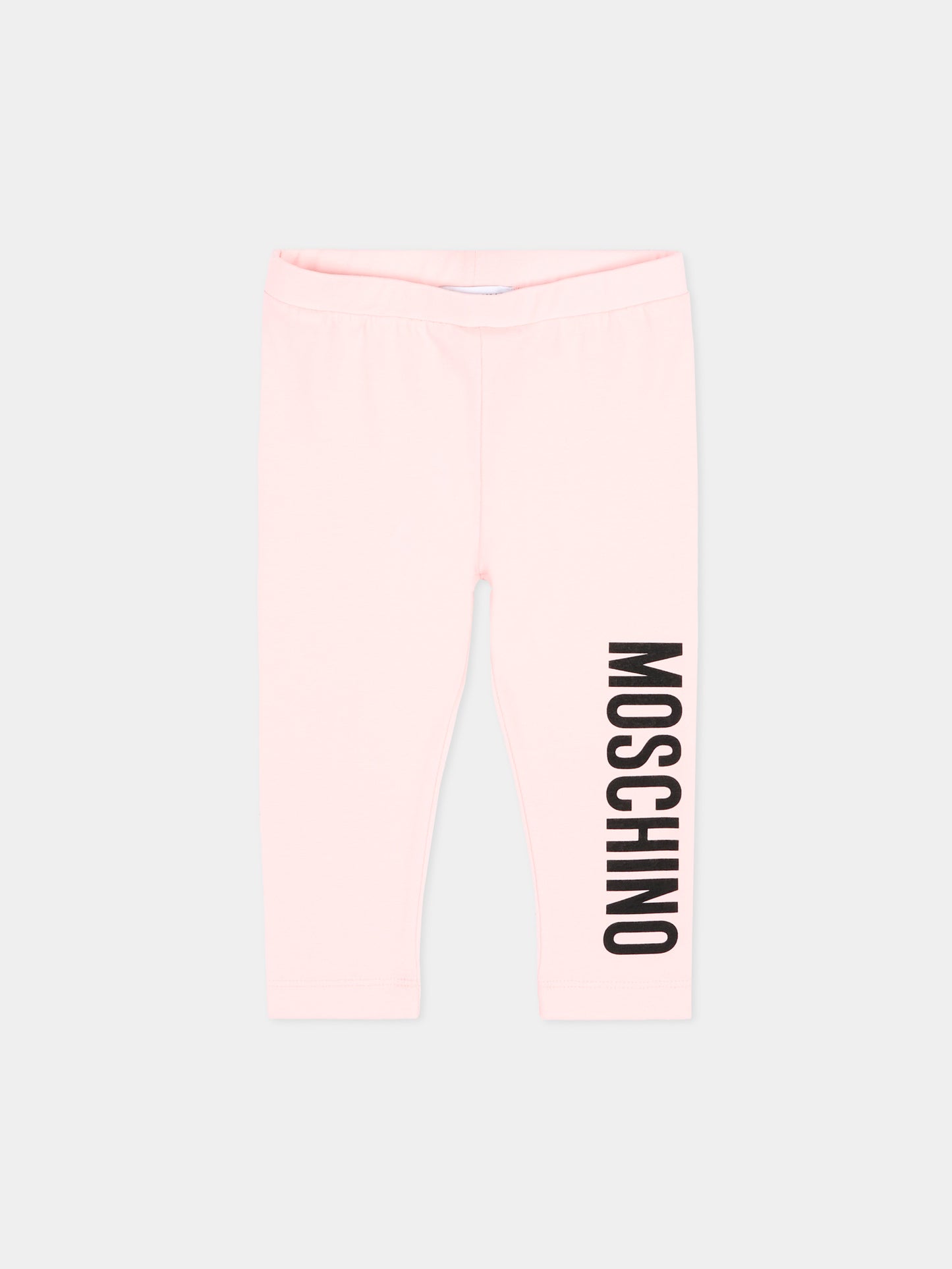 Leggings rosa per neonata con logo,Moschino Kids,MDP03K LBA00 50209