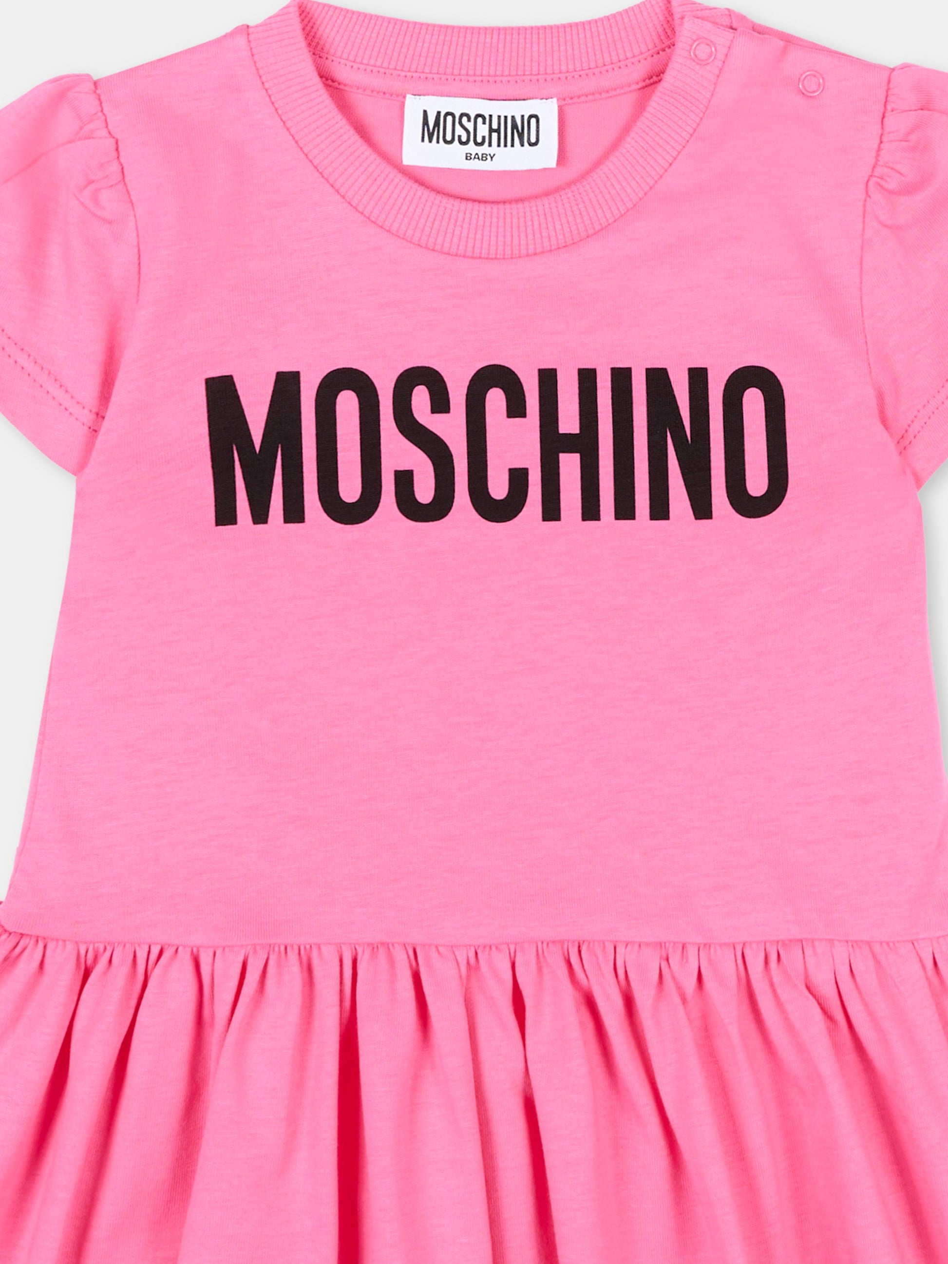Vestito fucsia per neonata con logo,Moschino Kids,MDV0DM LAA02 50533