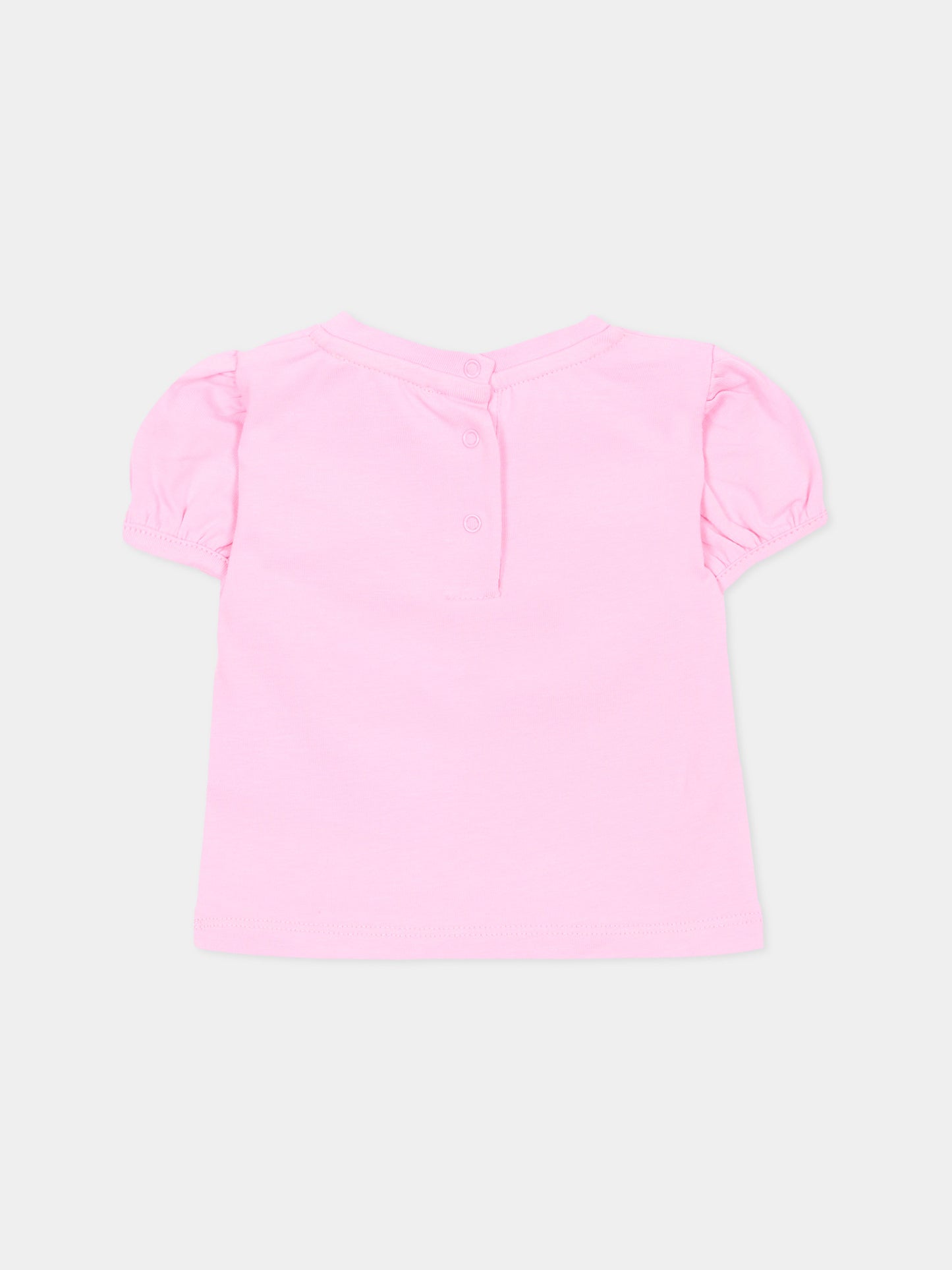 T-shirt rosa per neonata con Teddy Bear,Moschino Kids,MLM02B LBA00 51473