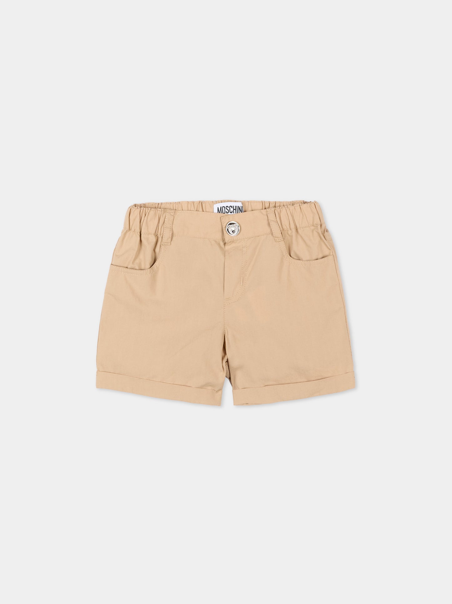 Shorts beige per neonati con logo,Moschino Kids,MNQ00R LLA10 20829