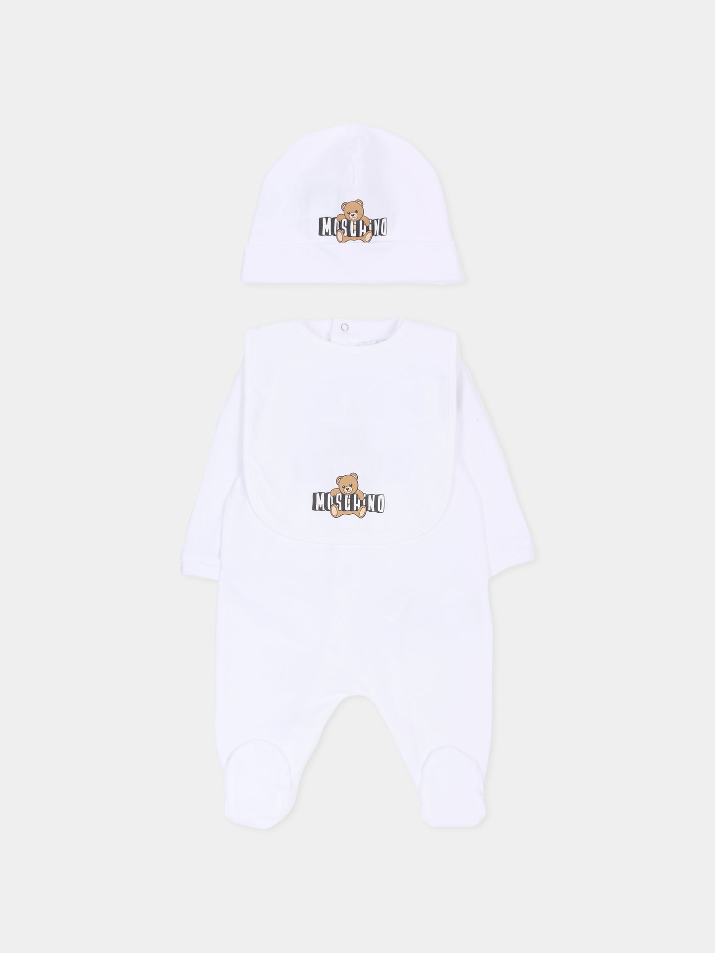Set tutine bianco per neonati con Teddy Bear,Moschino Kids,MOY03I LCA19 10101
