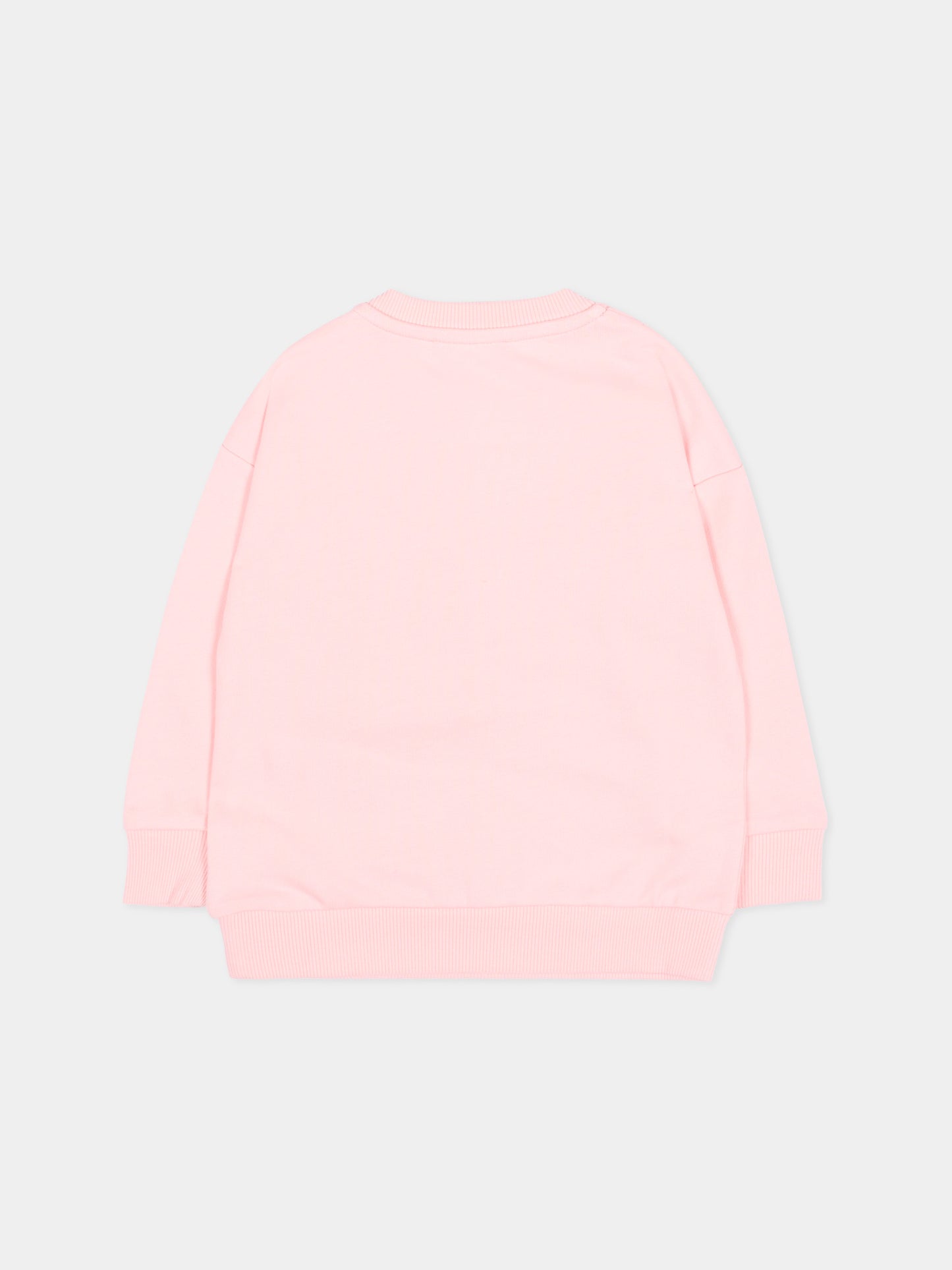 Felpa rosa per neonata con logo,Moschino Kids,MUF06C LCA52 50209