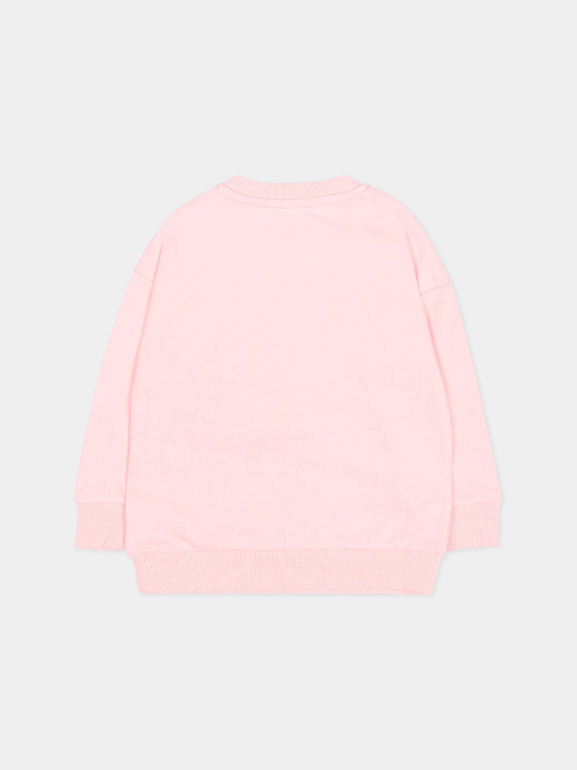 Felpa rosa per neonata con logo,Moschino Kids,MUF06C LCA52 50209