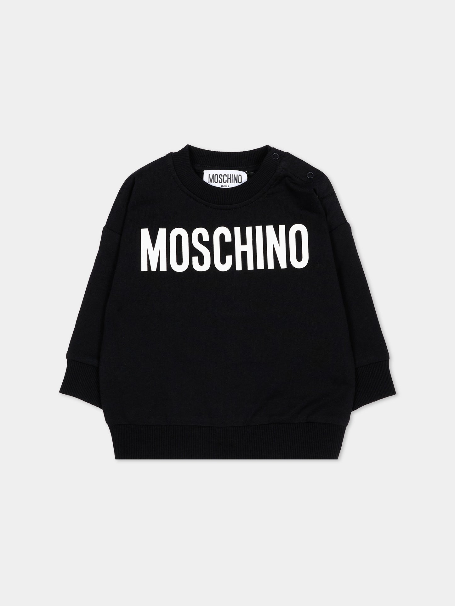 Felpa nero per neonati con logo,Moschino Kids,MUF06C LCA52 60100