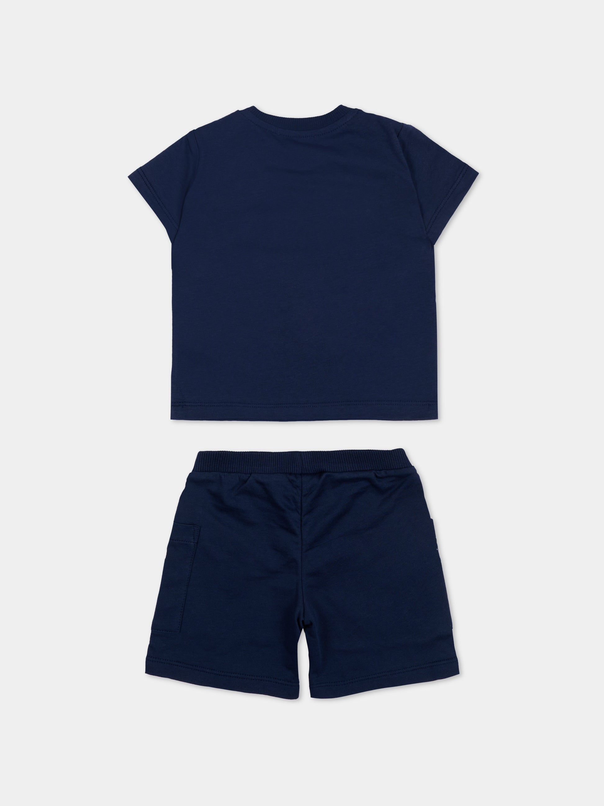 Completo sportivo blu per neonati con teddy bear,Moschino Kids,MUG01U LCA19 40016