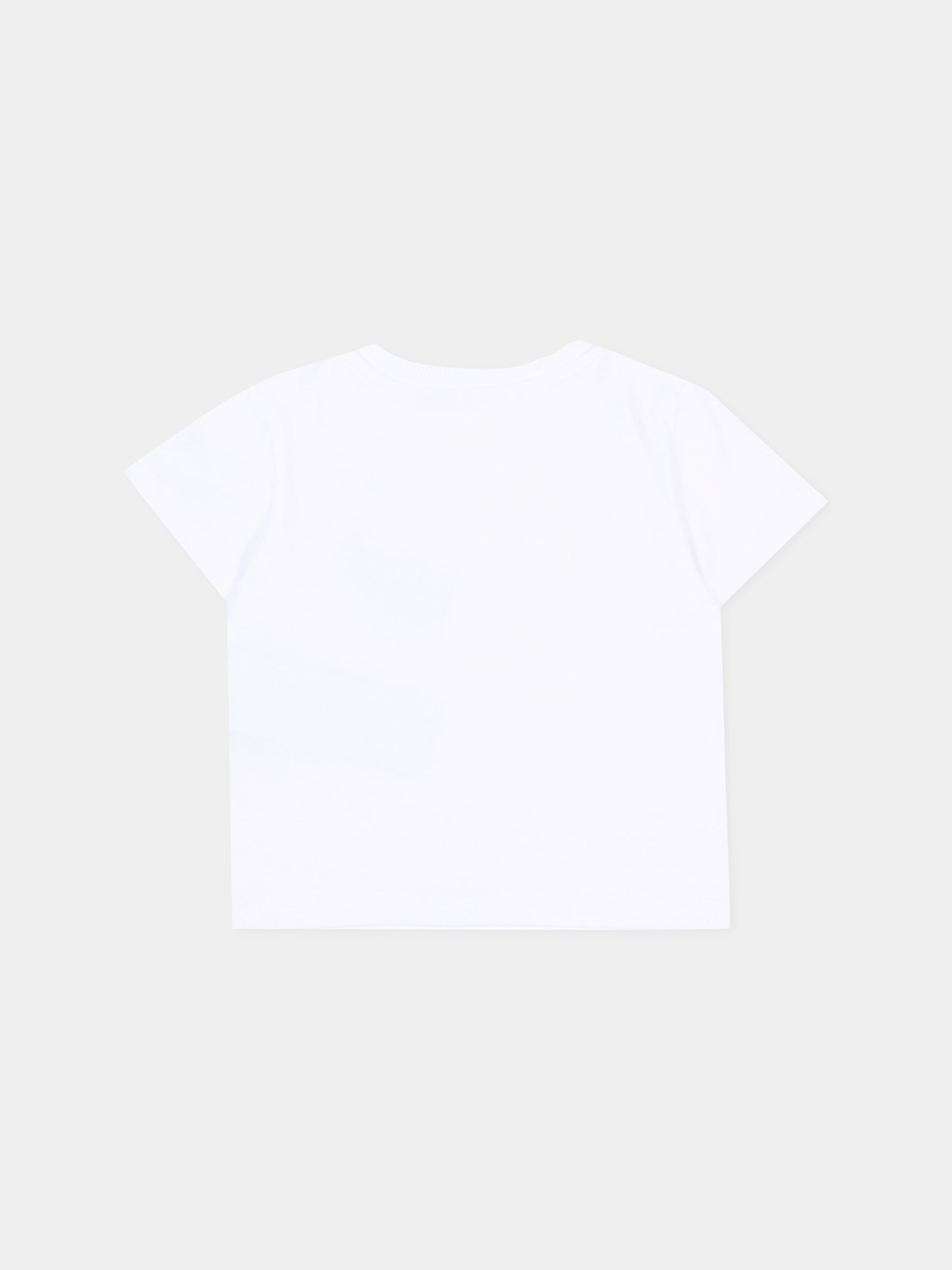 T-Shirt bianca per neonati con logo,Moschino Kids,MUM04U LAA02 10101