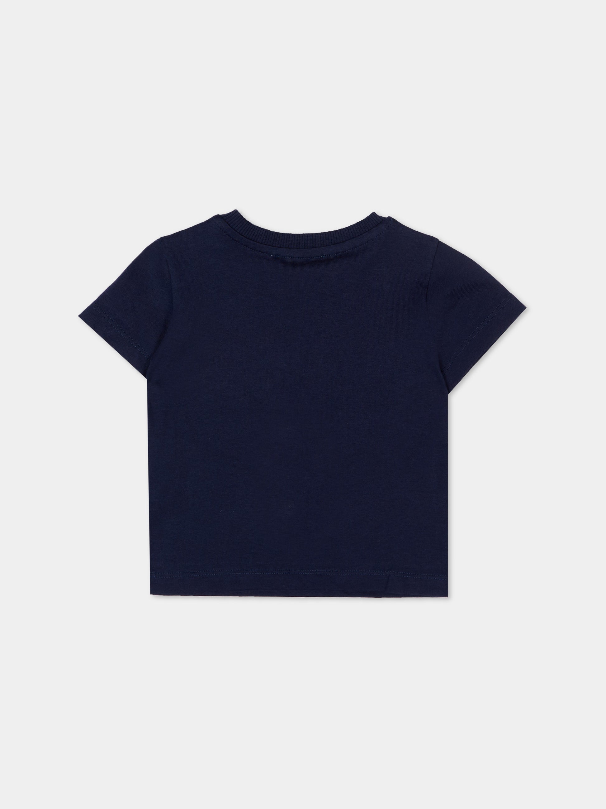 T-Shirt blu per neonati con logo,Moschino Kids,MUM04U LAA02 40016
