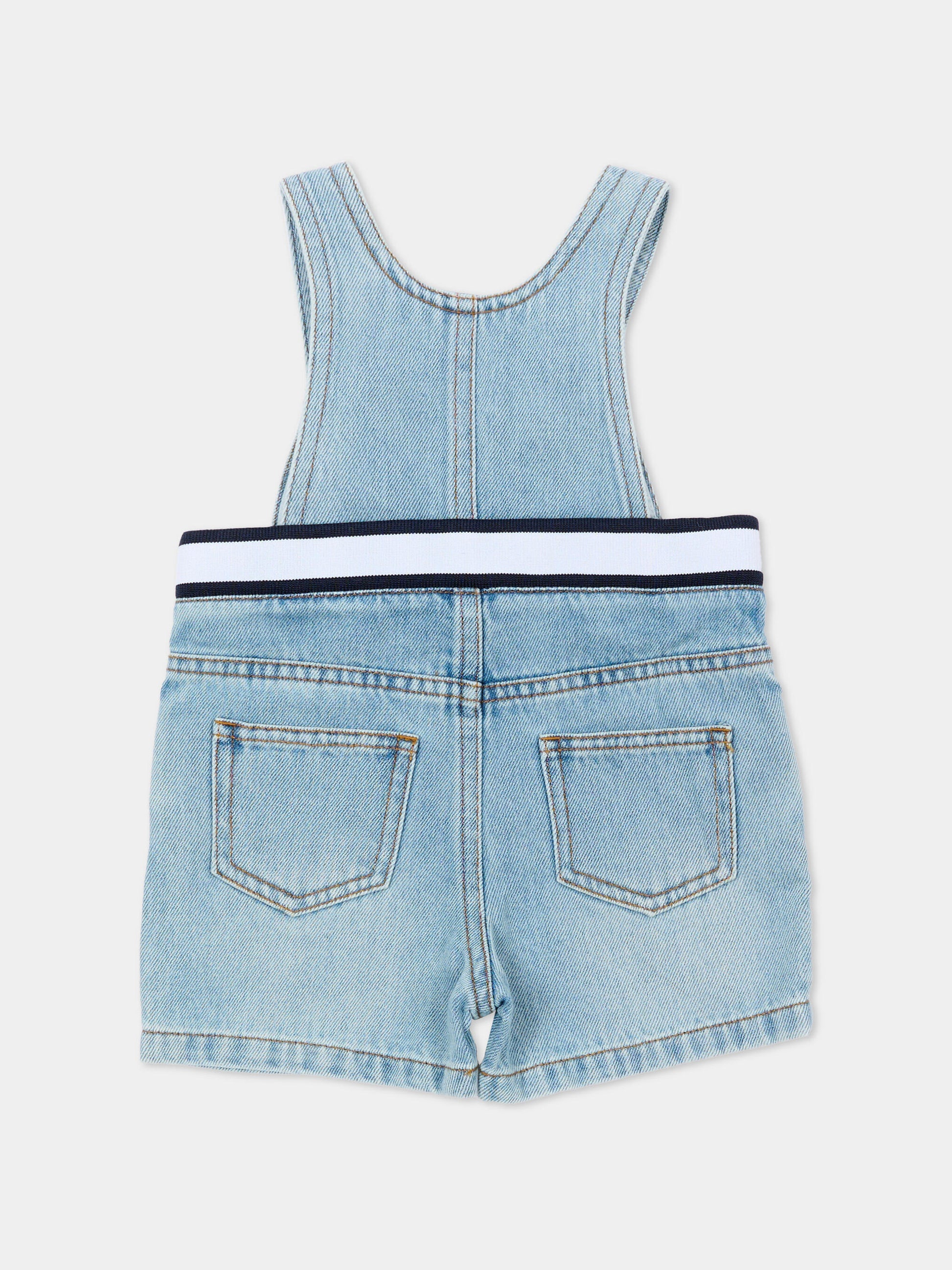 Salopette denim per neonati con Teddy Bear,Moschino Kids,MUQ01R L0E34 41034