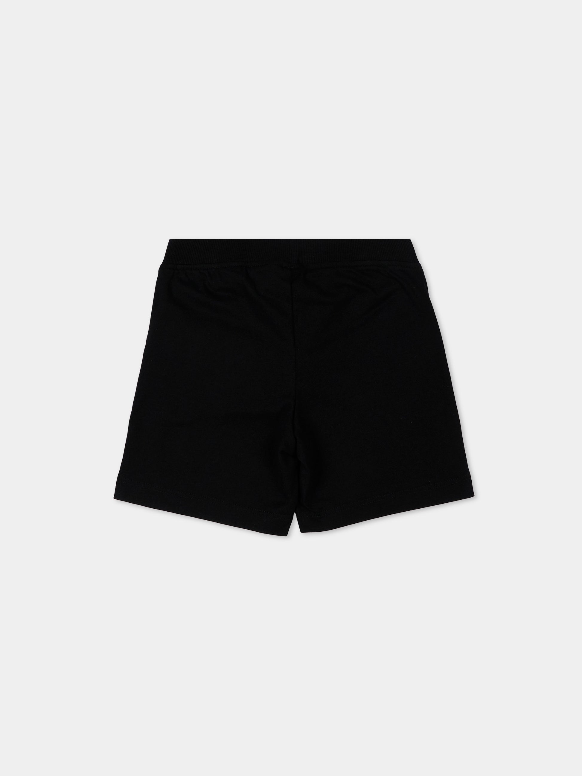 Shorts sportivi neri per neonati con logo,Moschino Kids,MUQ01W LAA02 60100