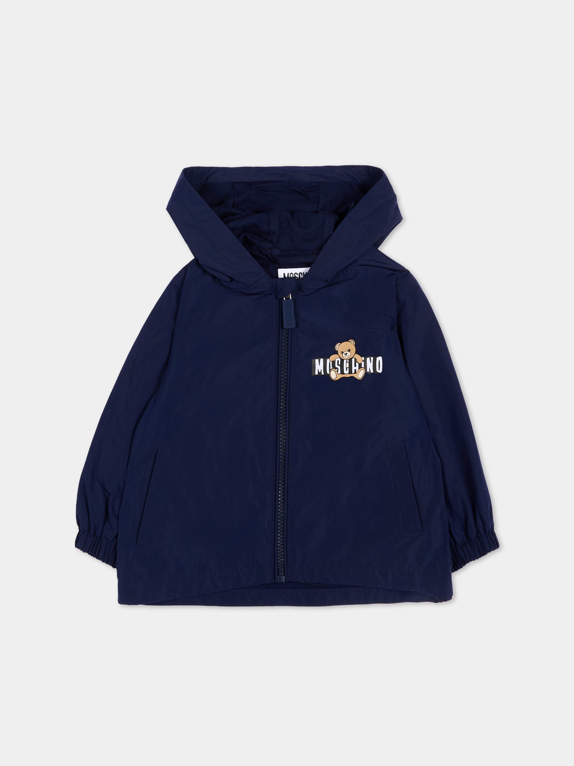 Impermeabile blu per neonati con Teddy Bear,Moschino Kids,MUS033 L3A39 40016