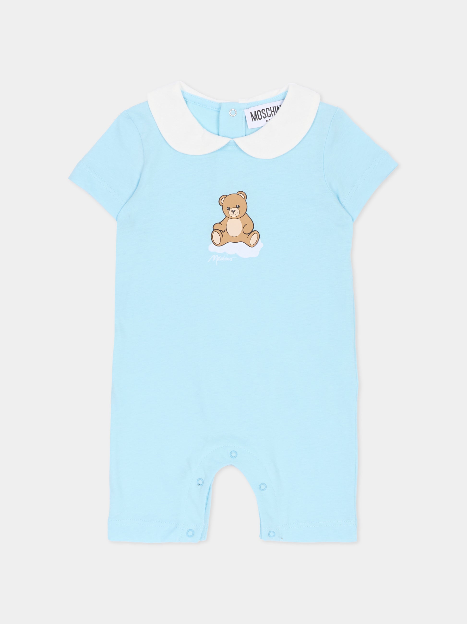 Pagliaccetto celeste per neonato con Teddy Bear,Moschino Kids,MUT04N LAA03 40304