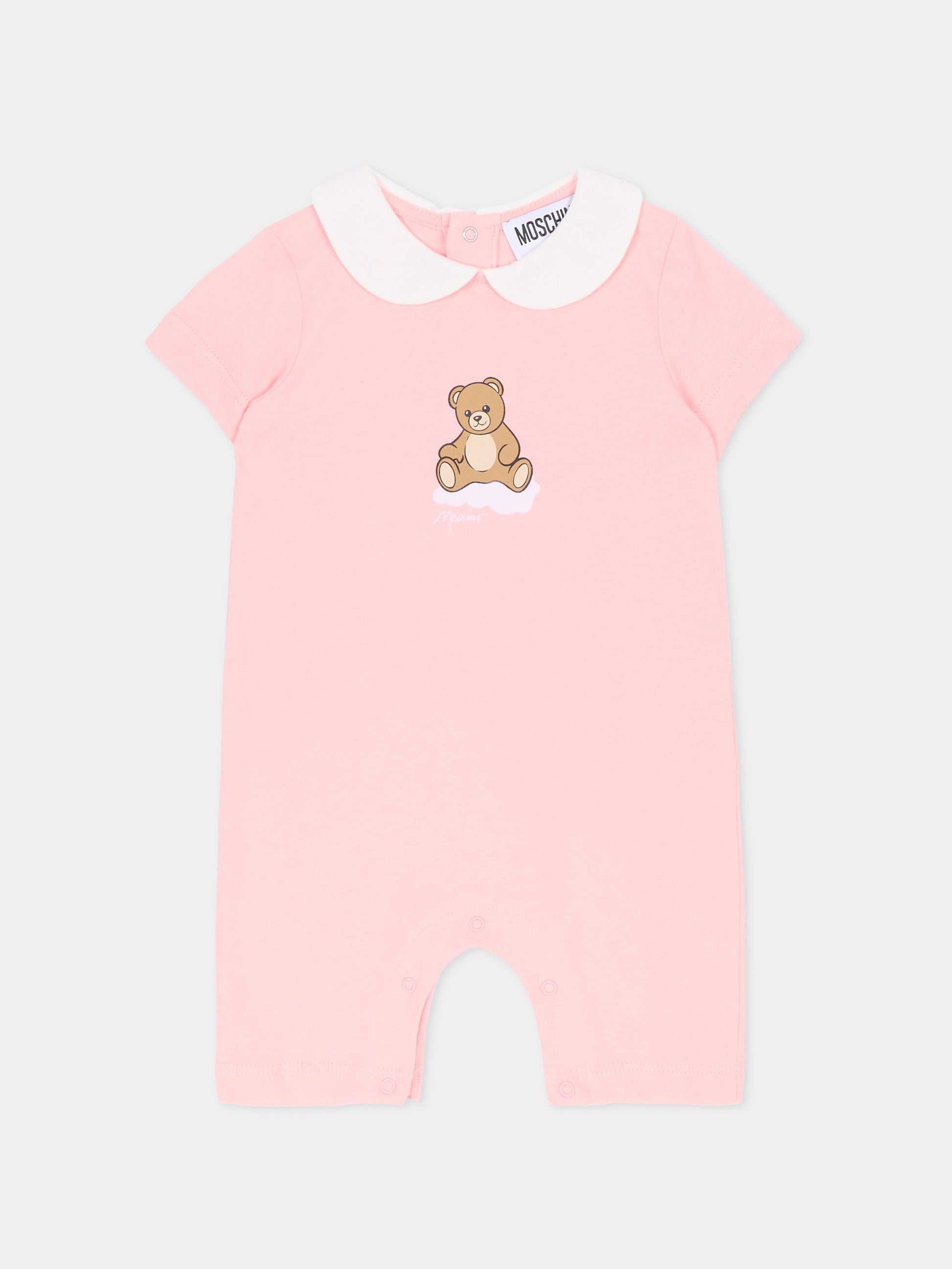Pagliaccetto rosa per neonata con Teddy Bear,Moschino Kids,MUT04N LAA03 50209