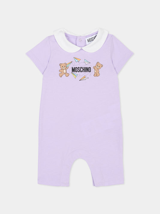 Pagliaccetto lilla per neonata con Teddy Bears,Moschino Kids,MUT04O LAA01 51683
