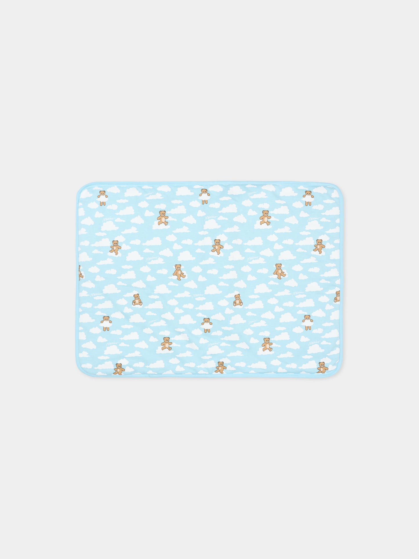 Borsa mamma celeste per neonato con Teddy Bear e nuvola,Moschino Kids,MUX05T LCA19 40304