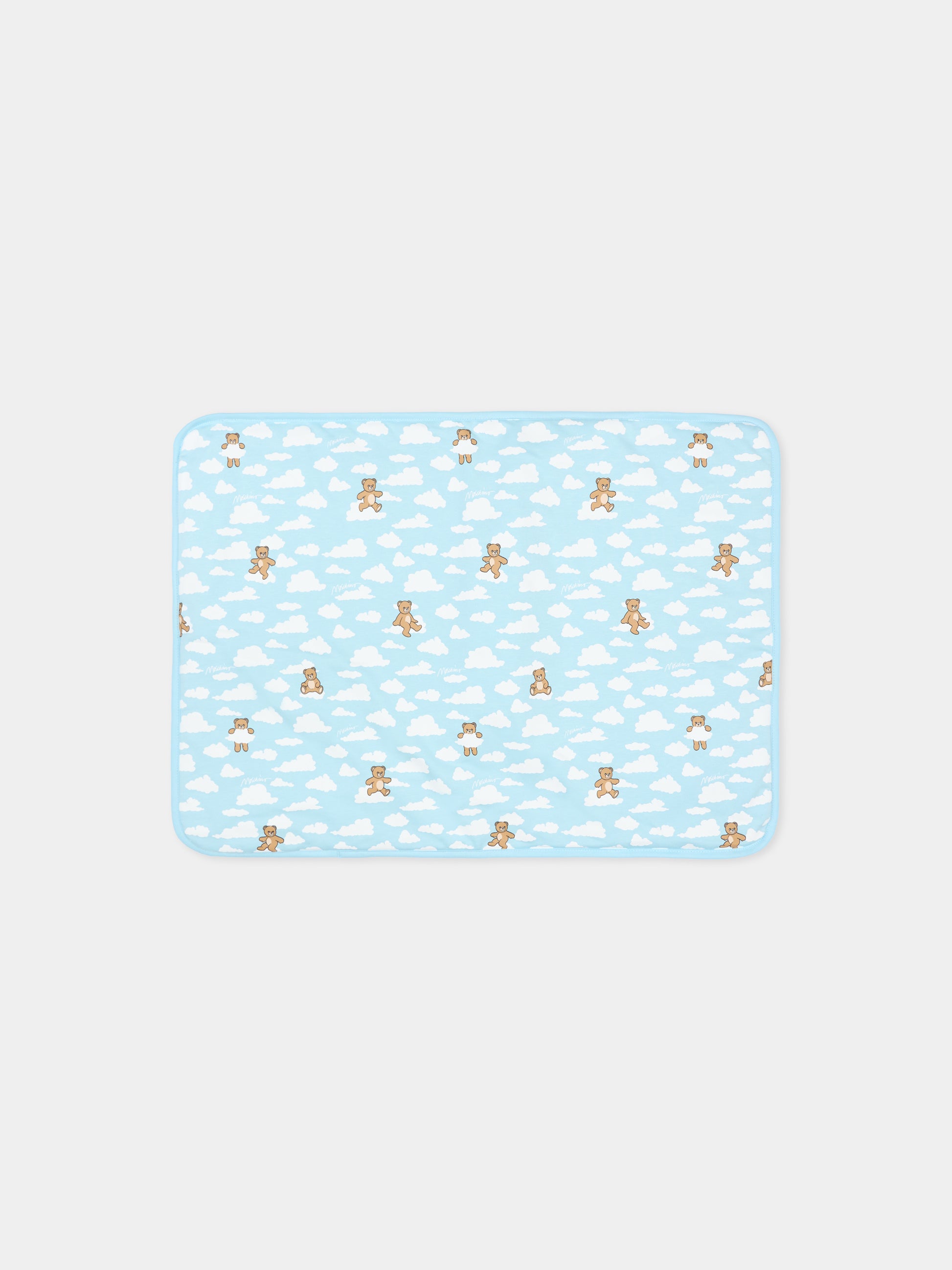 Borsa mamma celeste per neonato con Teddy Bear e nuvola,Moschino Kids,MUX05T LCA19 40304