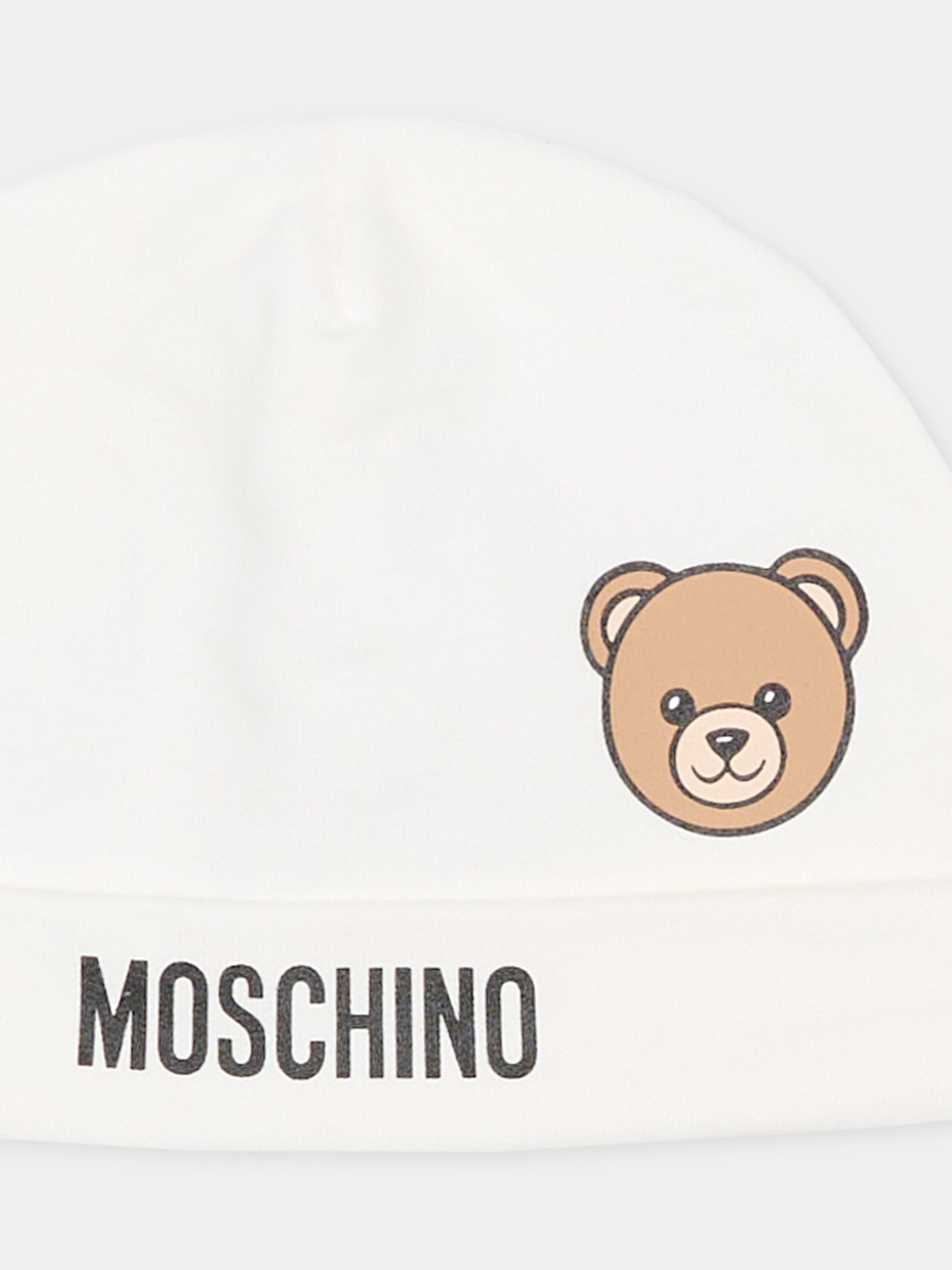 Cappello avorio per neonati con Teddy Bear,Moschino Kids,MUX05U LCA19 10063