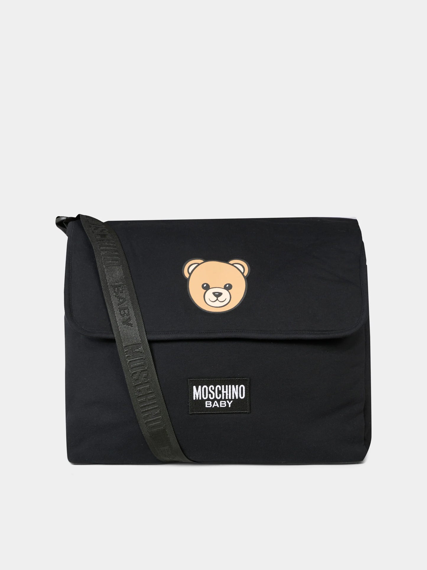Borsa mamma nera per neonati con Teddy Bear e logo,Moschino Kids,MUX05V LCA19 60100