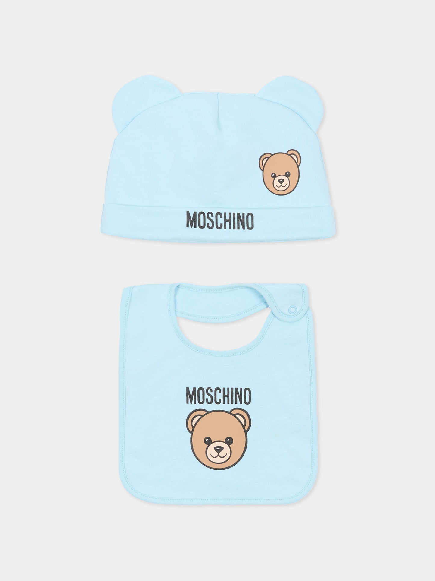 Set accessori  celeste per neonato con Teddy Bear,Moschino Kids,MUY099 LCA19 40304