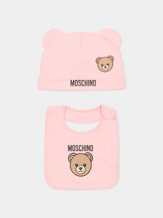 Set accessori rosa per neonata con Teddy Bear,Moschino Kids,MUY099 LCA19 50209